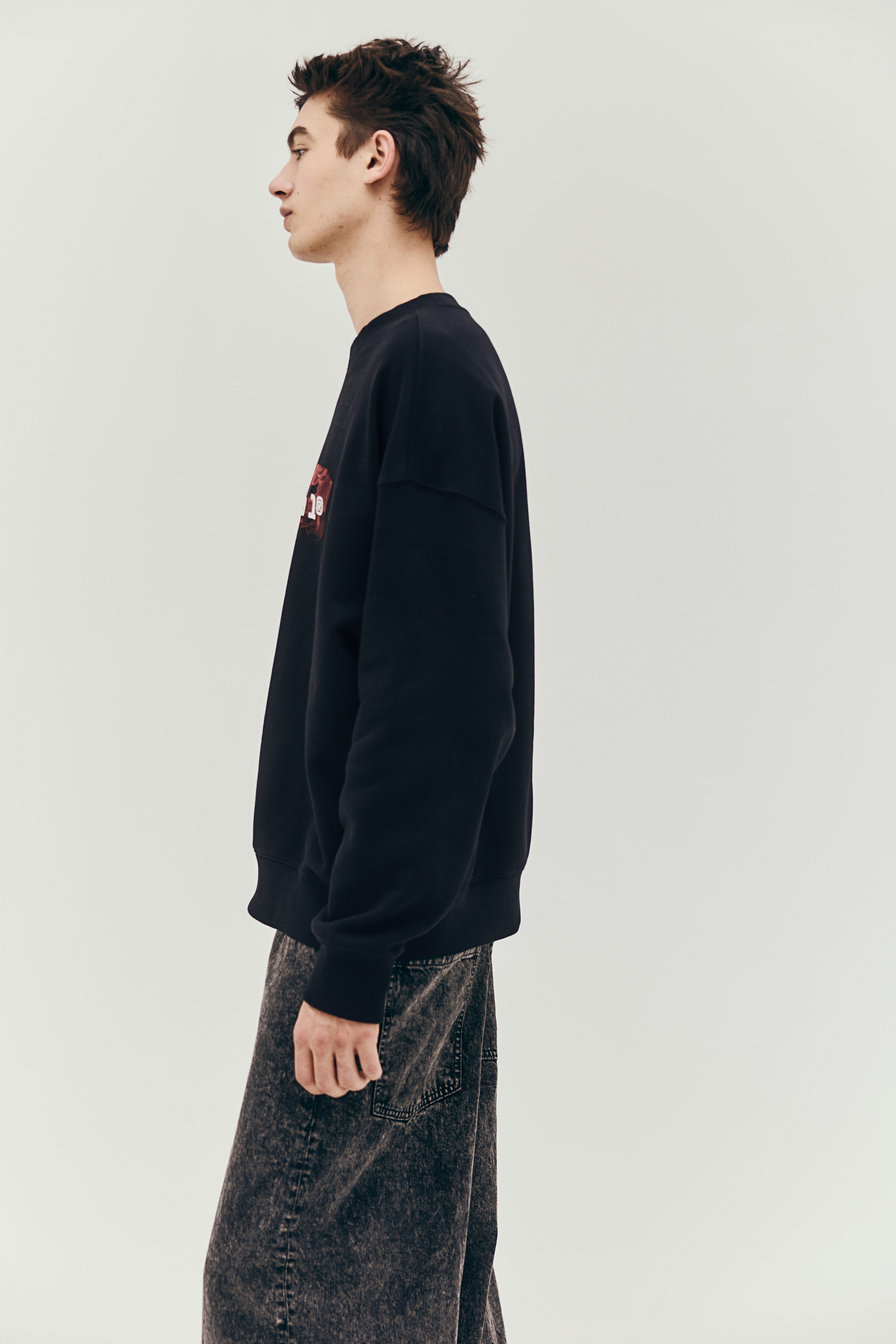 【関税&送料込】Mcm Black Stretch Polyester Blend Sweatshirt 7003MW - Unisex Midweight Fleece Crewneck Sweatshirt