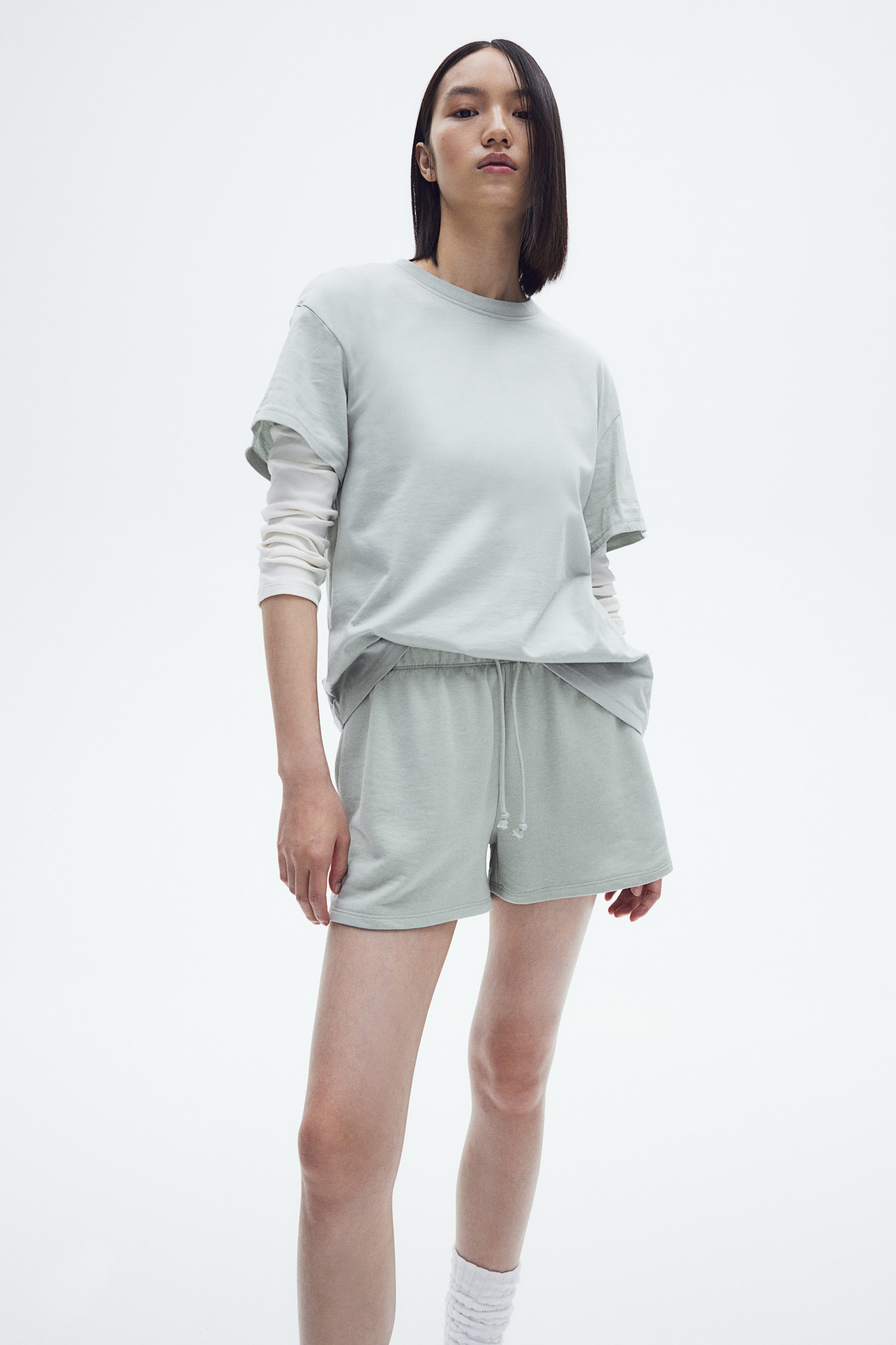 パンツ igusa 193 Clover pigment sweat shorts Sweat Shorts - Super Looper French Terry - Heather Grey