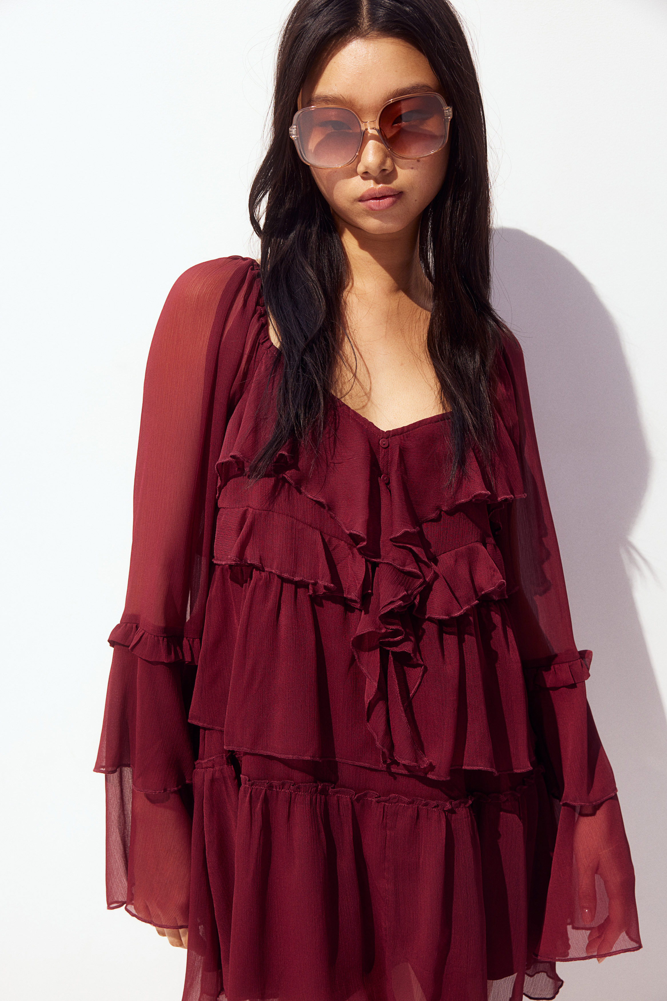 Flounced chiffon dress