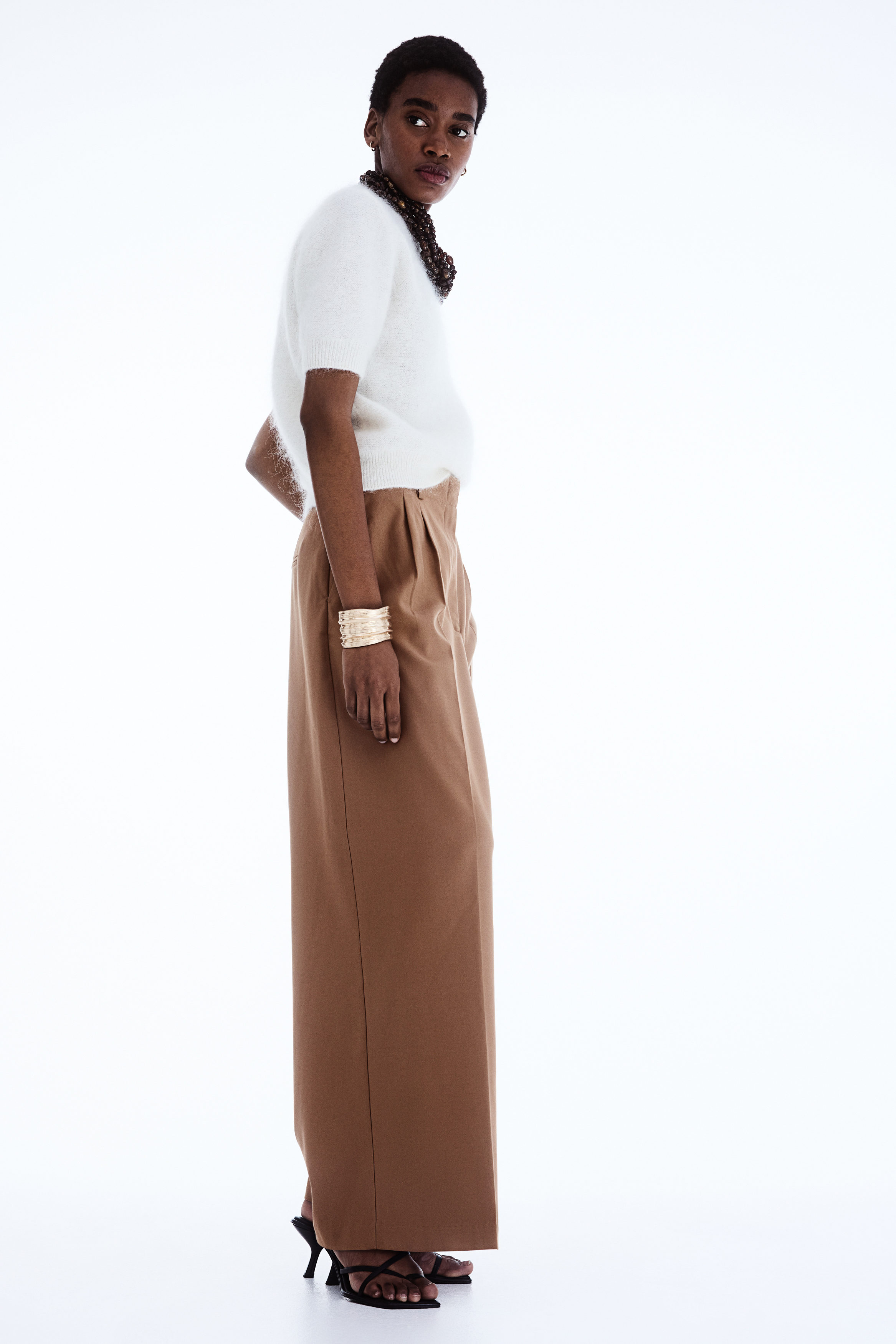 Wide twill trousers