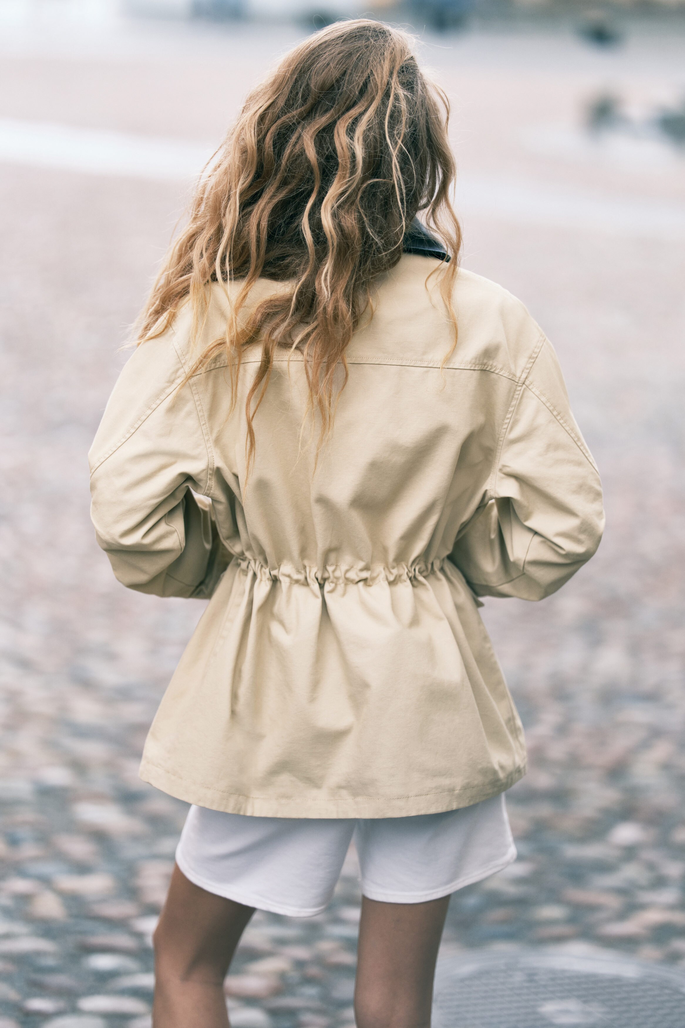 Coated-collar twill jacket