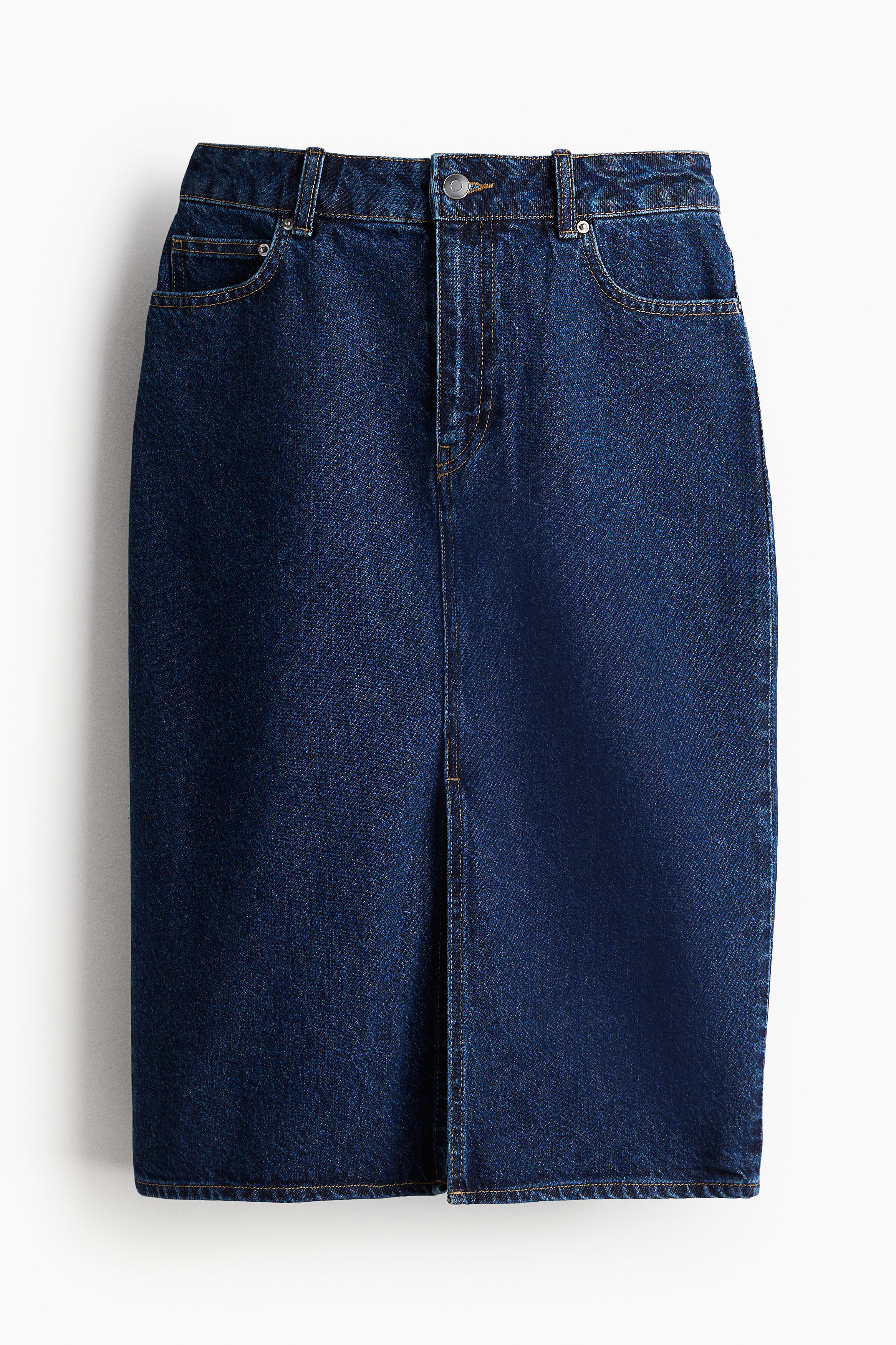 Knee-length denim skirt