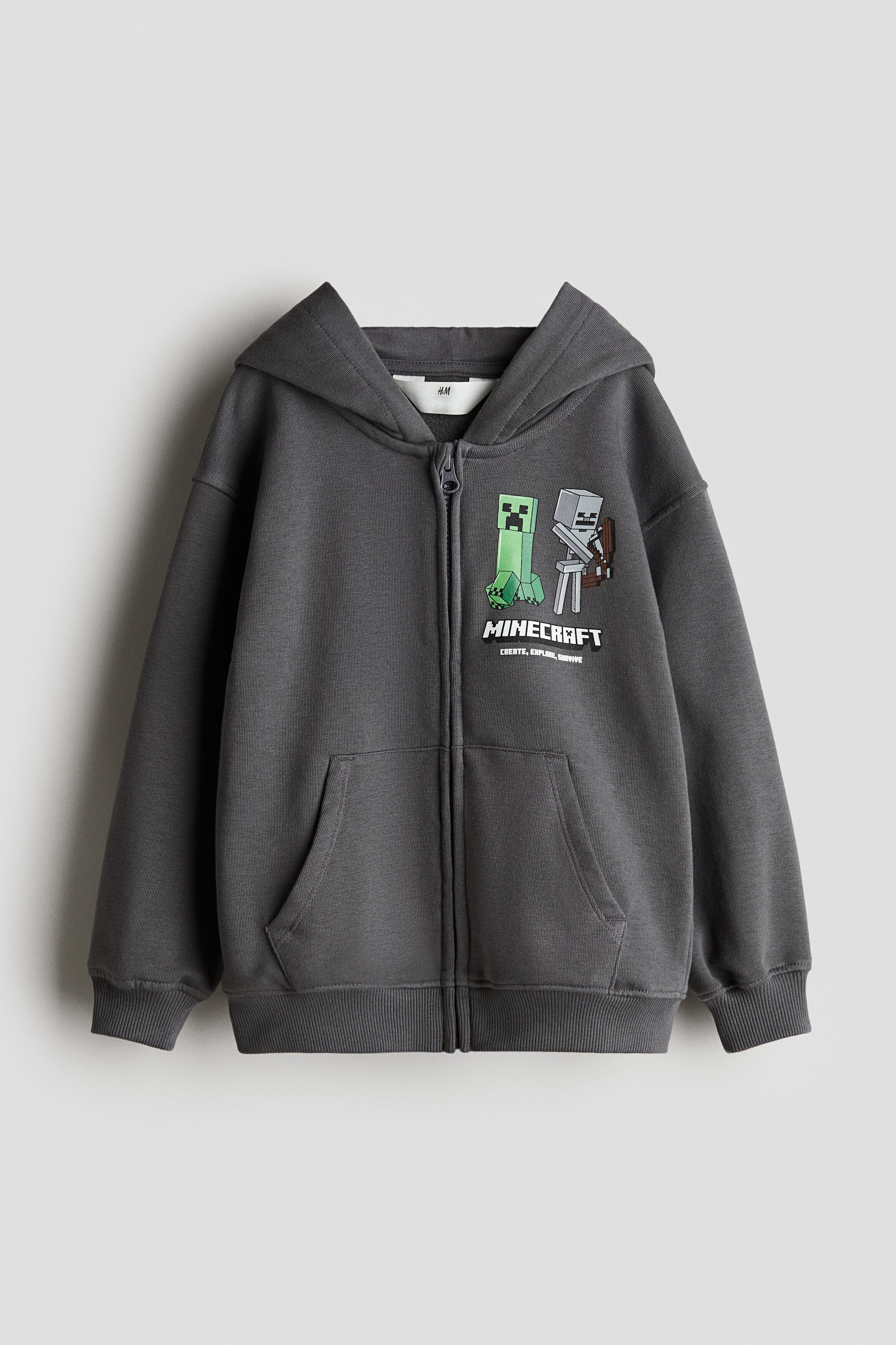 Printed zip-through hoodie