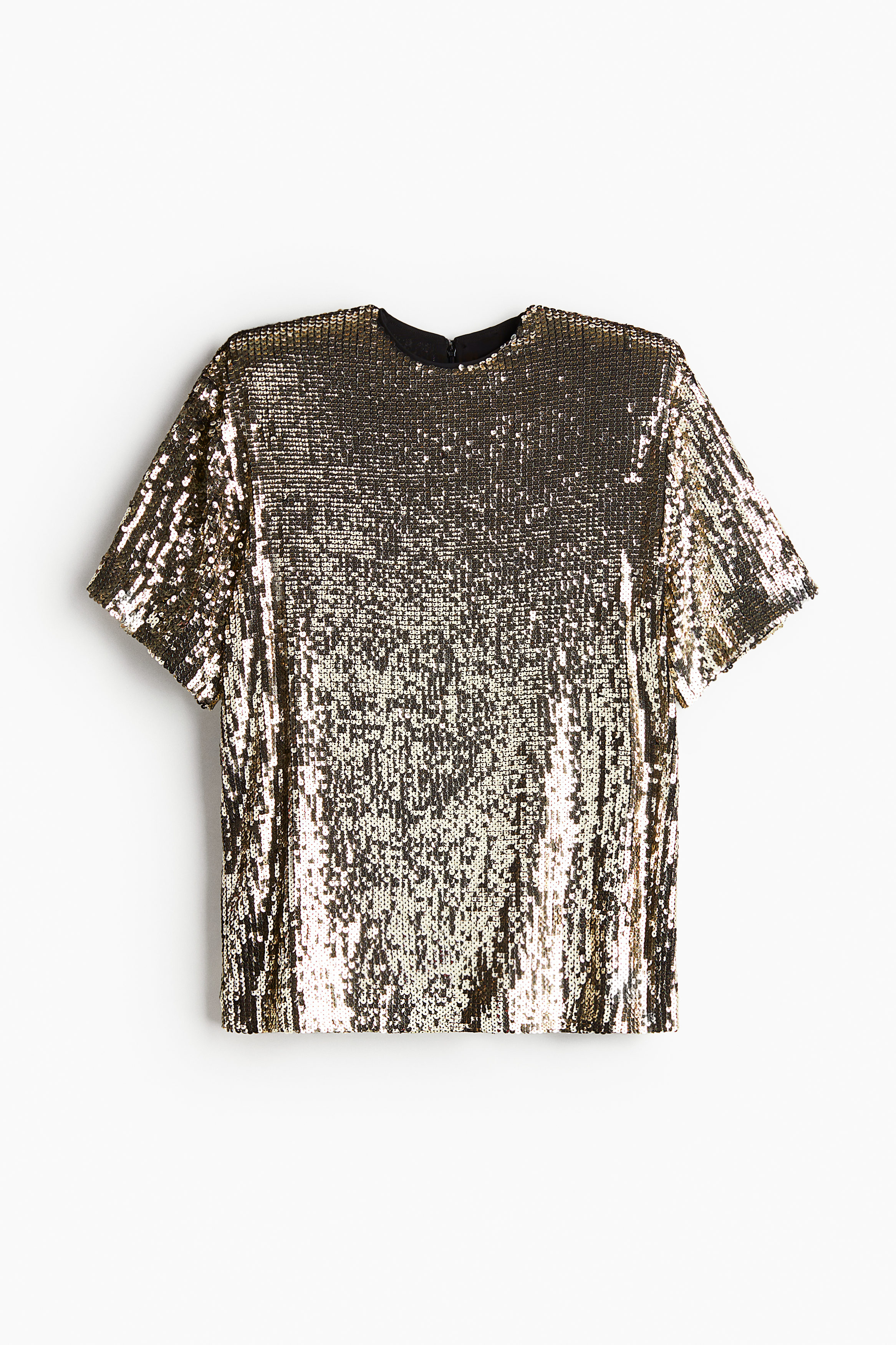 Shoulder-pad sequined T-shirt