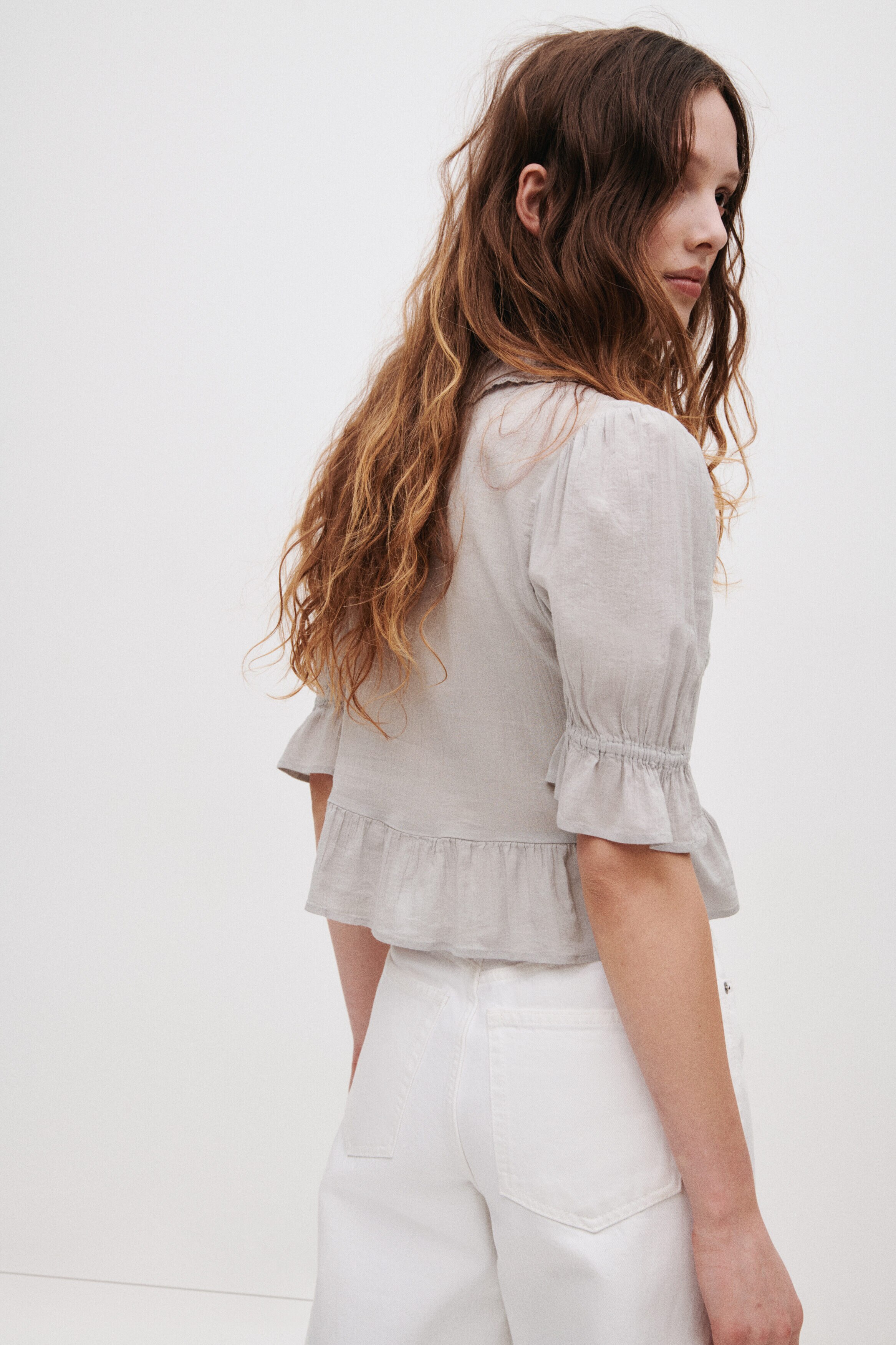 Frill-trimmed blouse