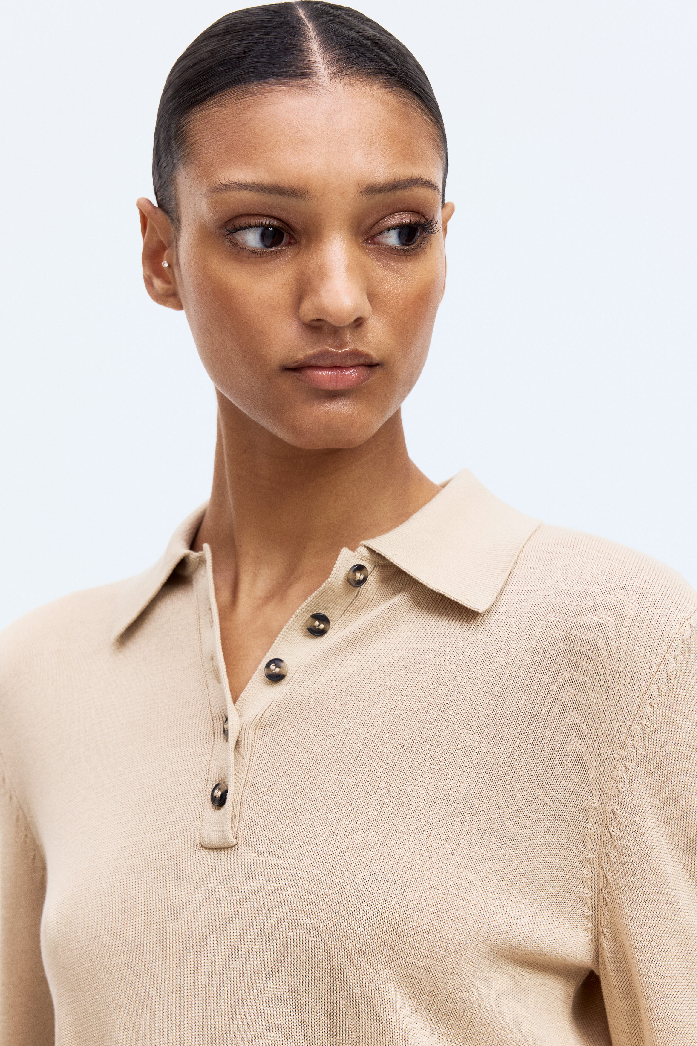 Fine-knit polo shirt