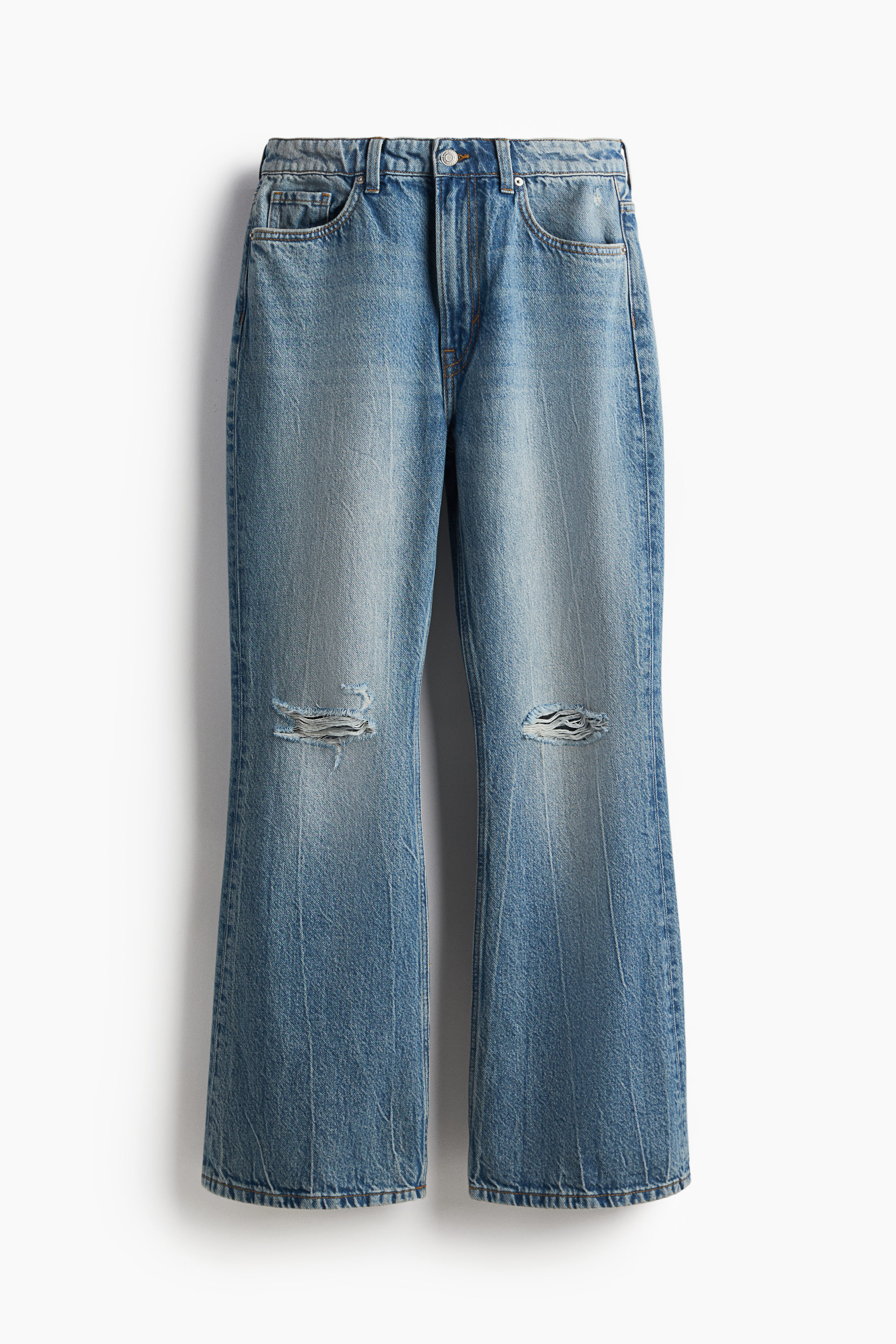 【I AM MARI】Milk Tea Mink Brushed Banding Bootcut Pants Dżinsy bootcut z elastycznego denimu, ultramaryna | Marella