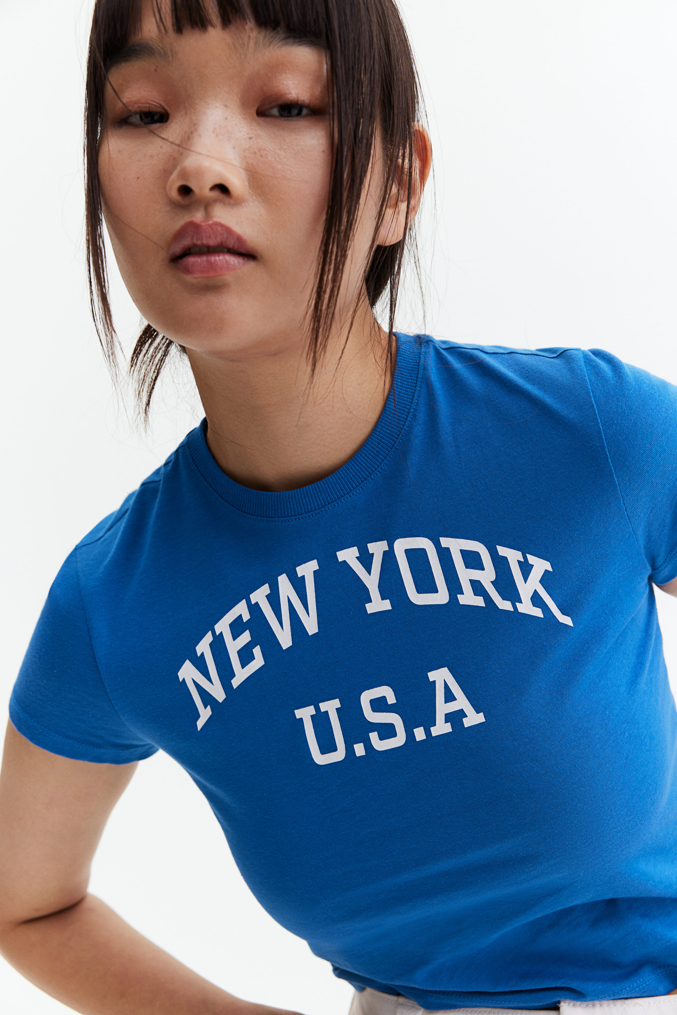 Tシャツ・カットソー AMBUSH Woman T-Shirt Blue BWAA035F23JER001 8484 Anthropologie 1985 Leopard Print Boyfriend T-Shirt in Blue