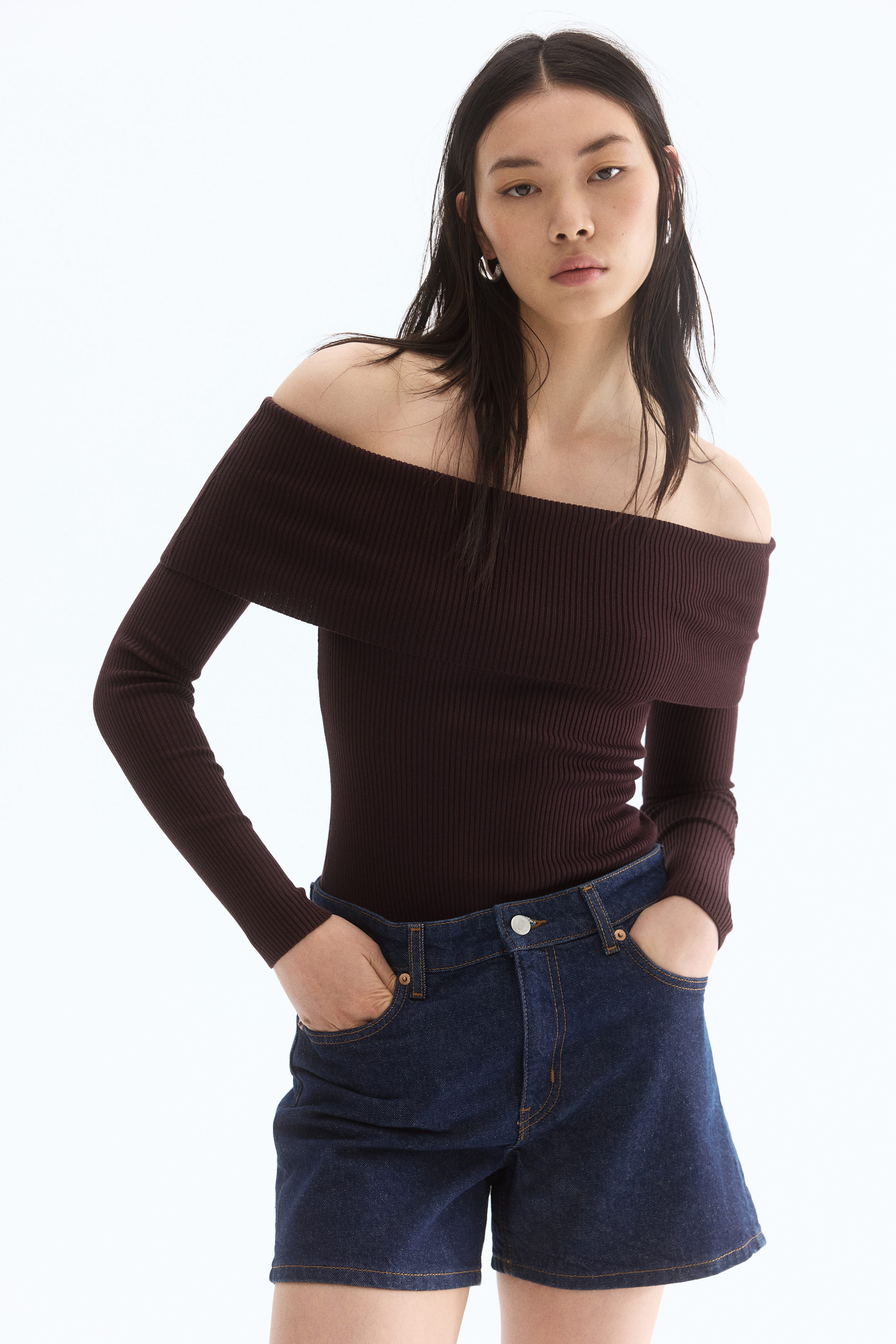Rib-knit off-the-shoulder top Rib-knit off-the-shoulder top