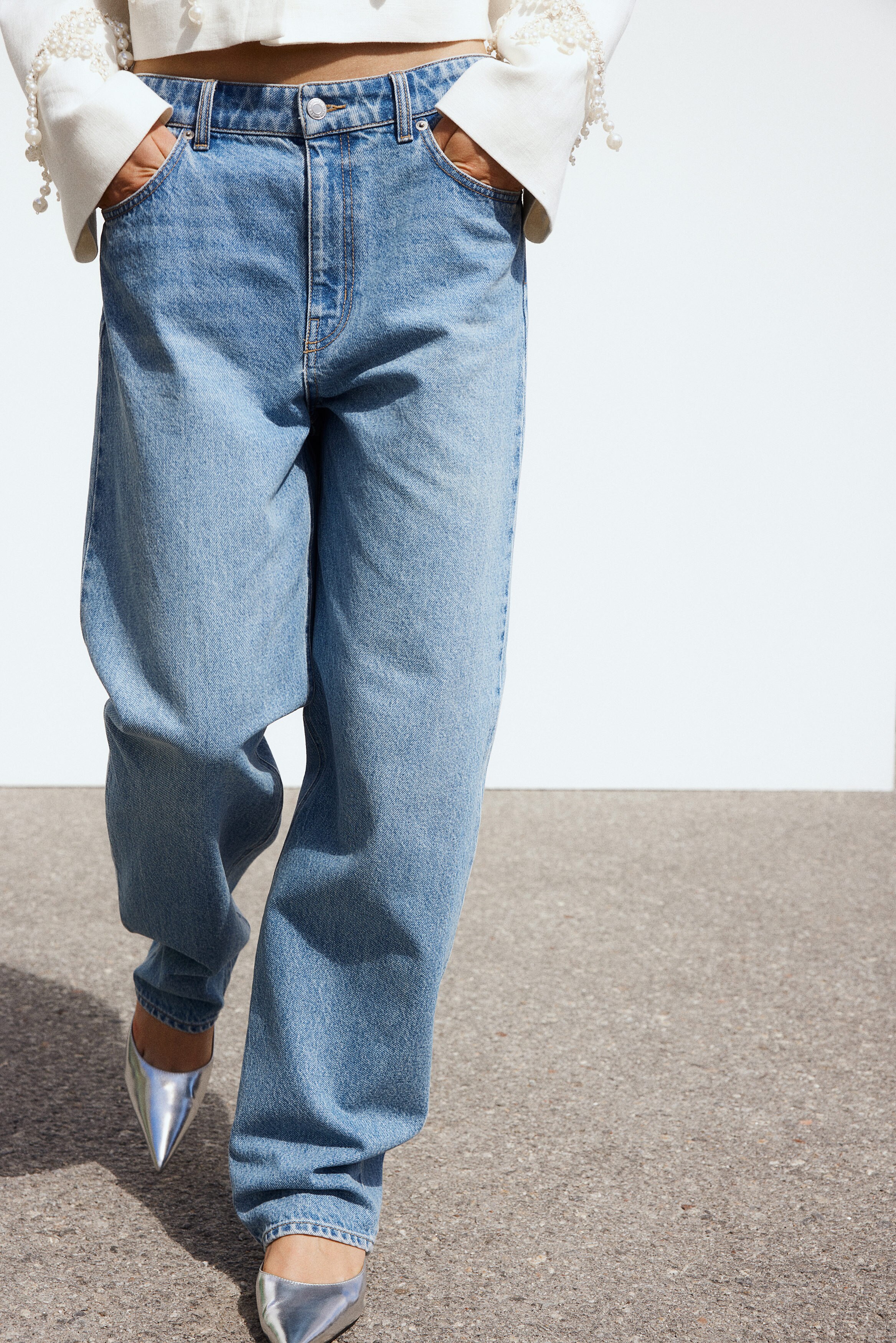 Crease-leg tapered jeans