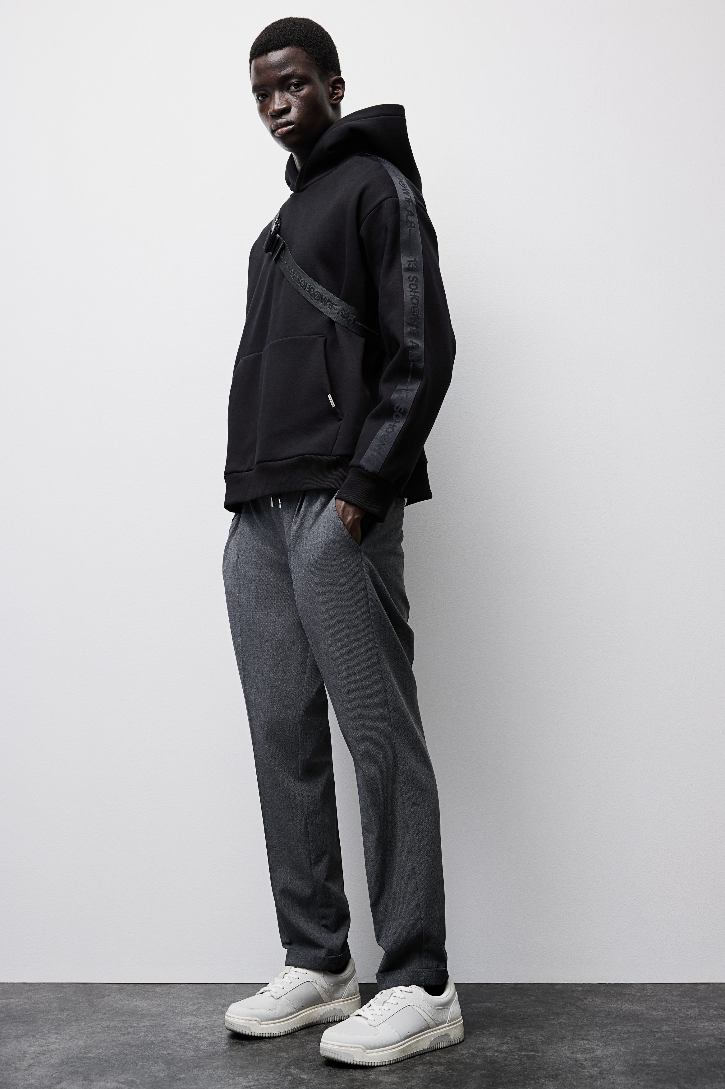 Loose Fit Hoodie with side stripes