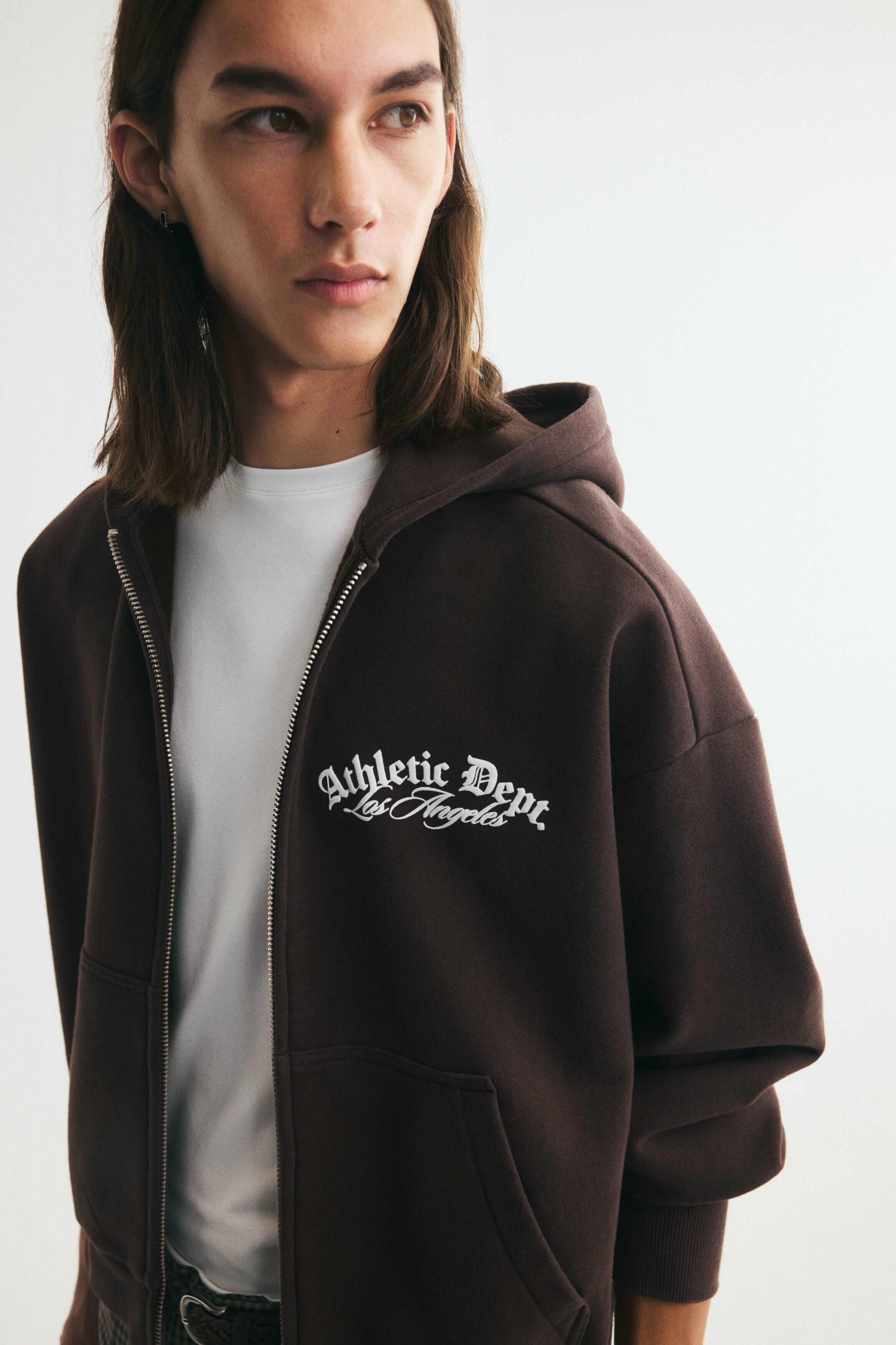 Oversized Fit Printed zip-through hoodie