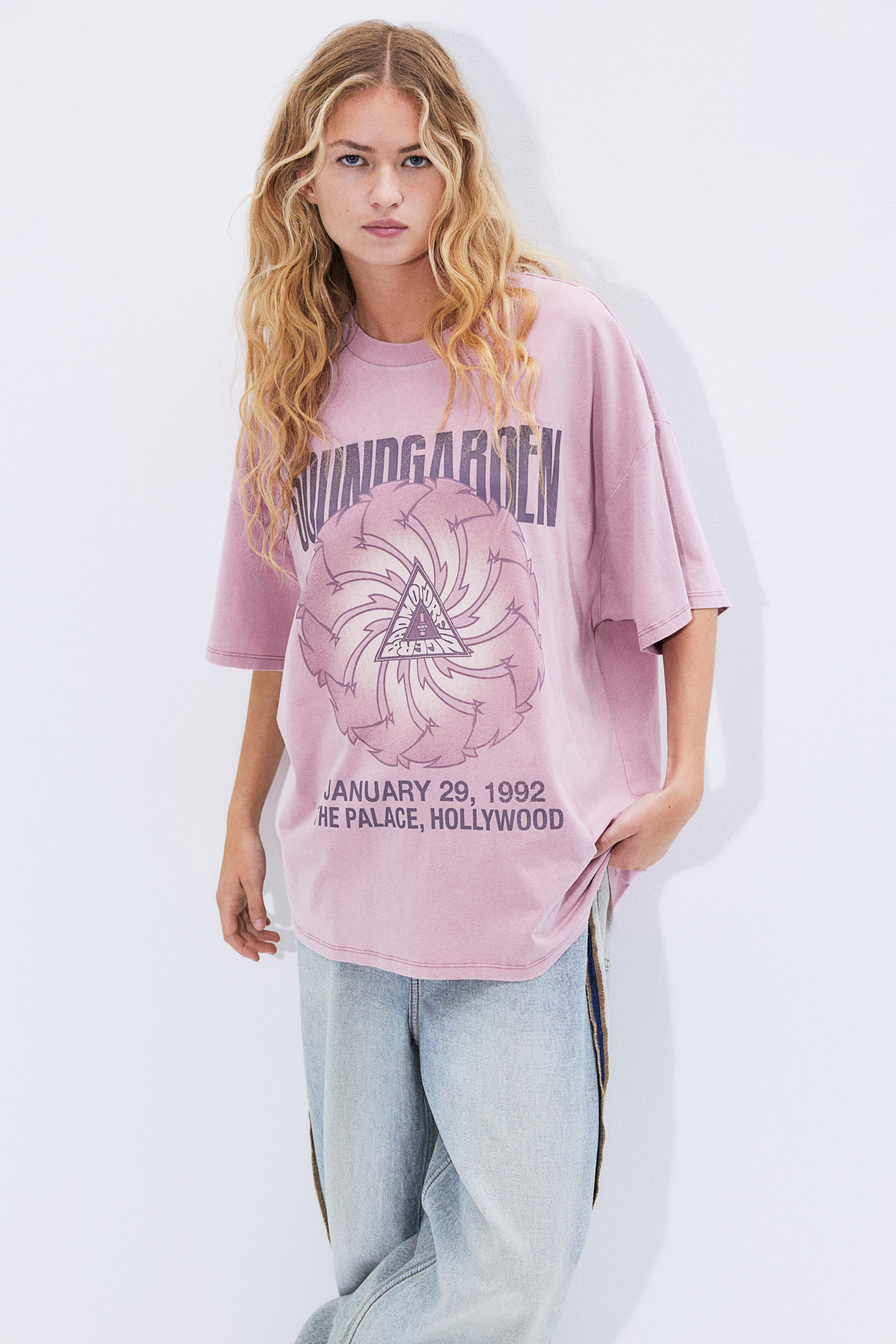 ★overdue flair★ VINTAGE PRINTING TSHIRT_PALE PINK VINTAGE PRINTING T-SHIRT_PALE PINK - overdue flair