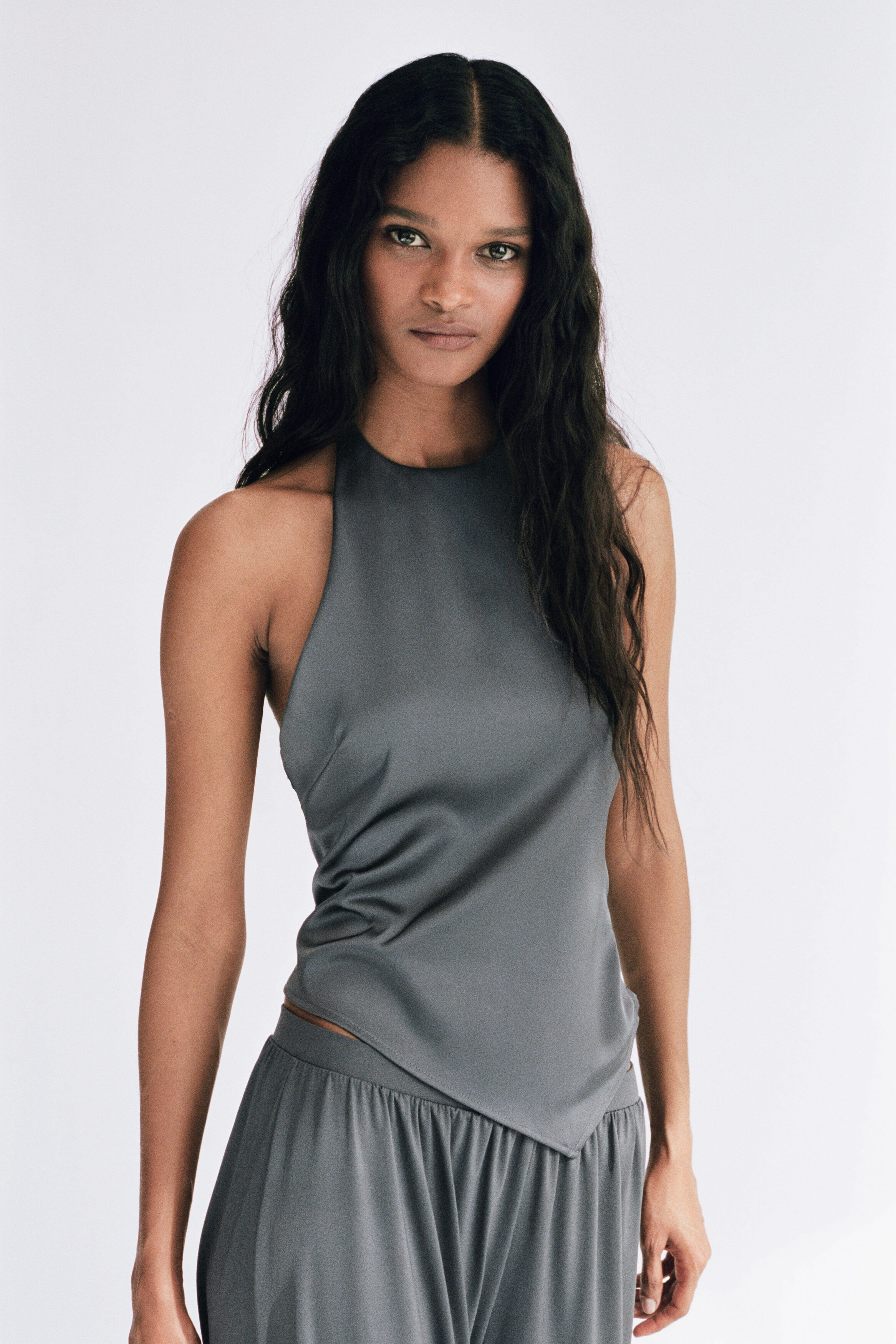 Asymmetric halterneck top