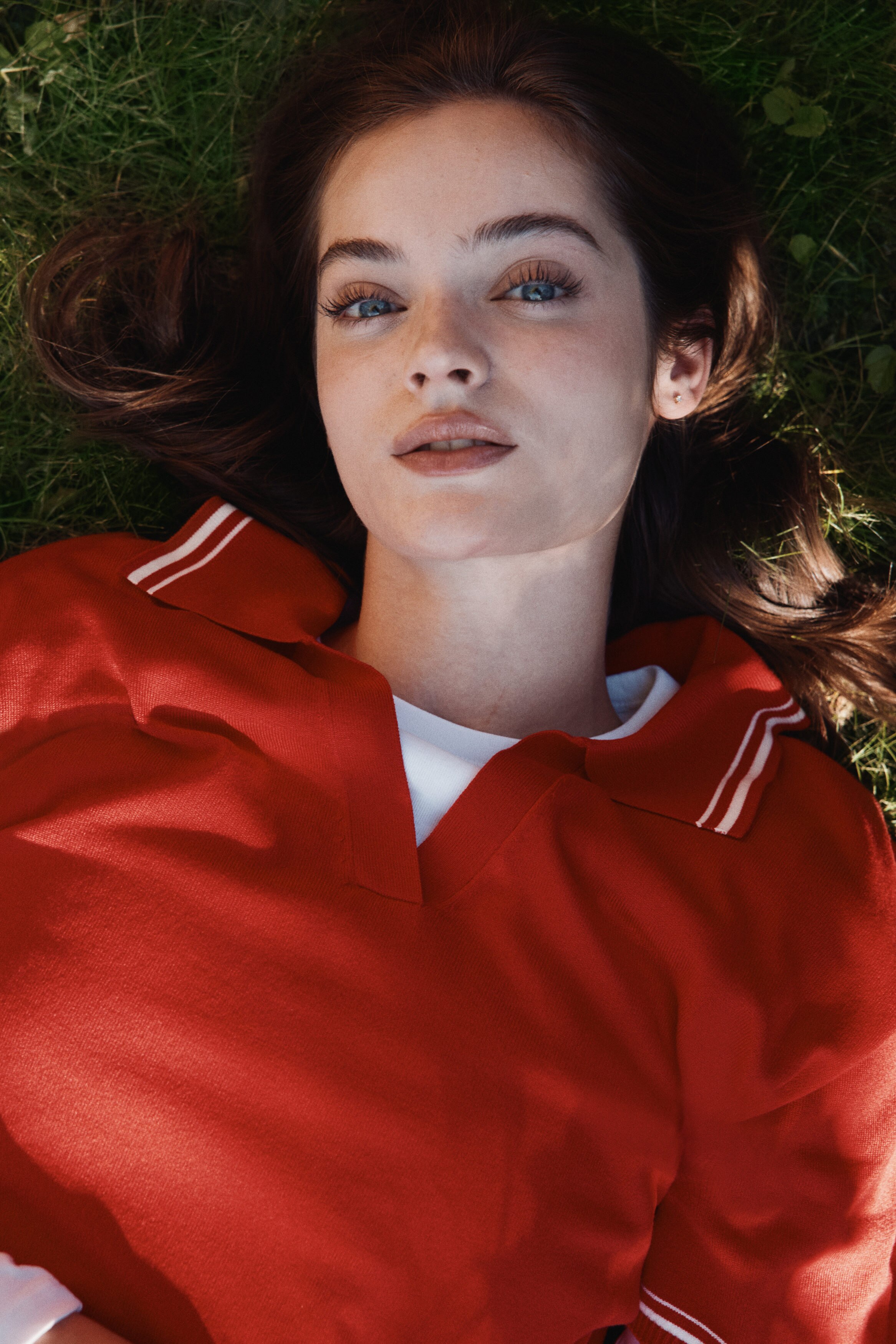 Oversized fine-knit polo shirt