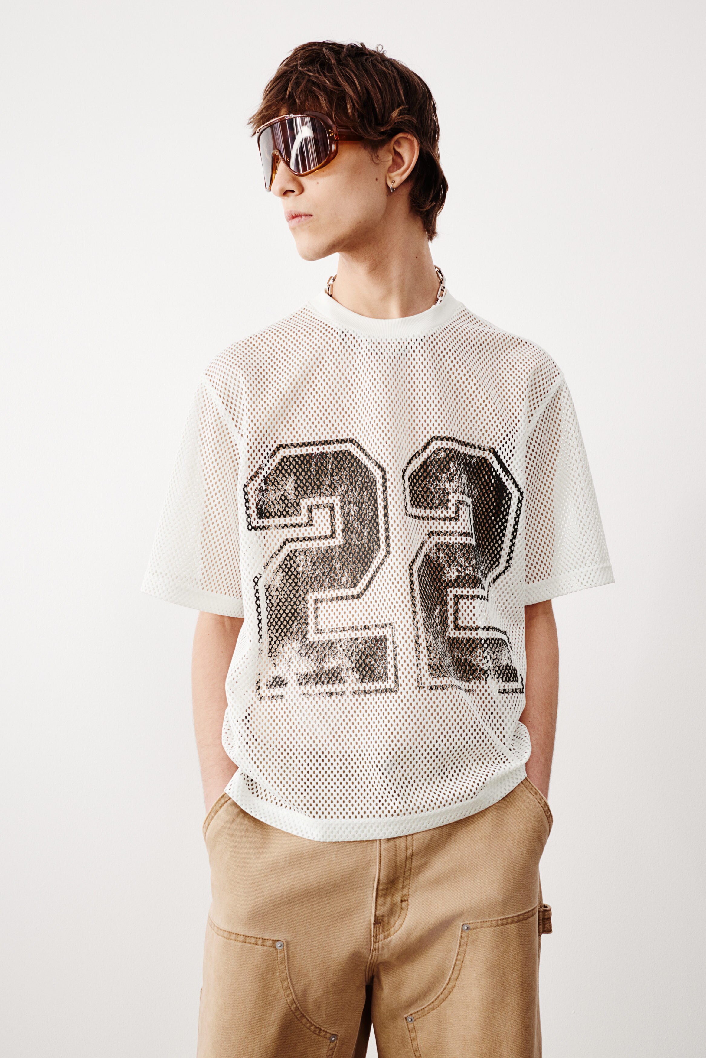 Oversized Fit Printed mesh T-shirt