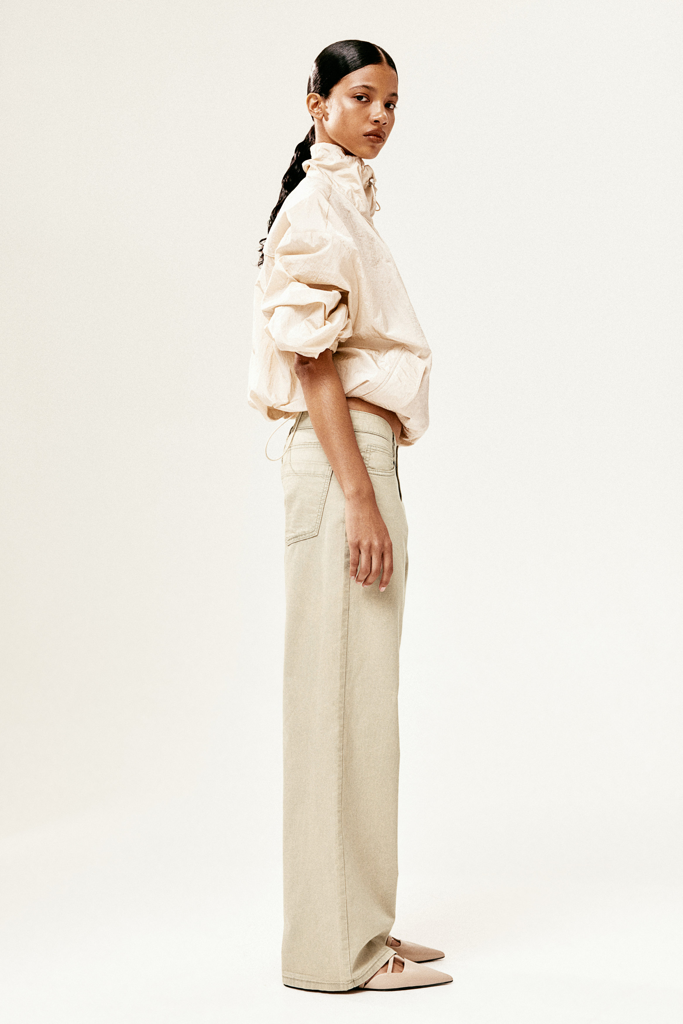 Straight twill trousers
