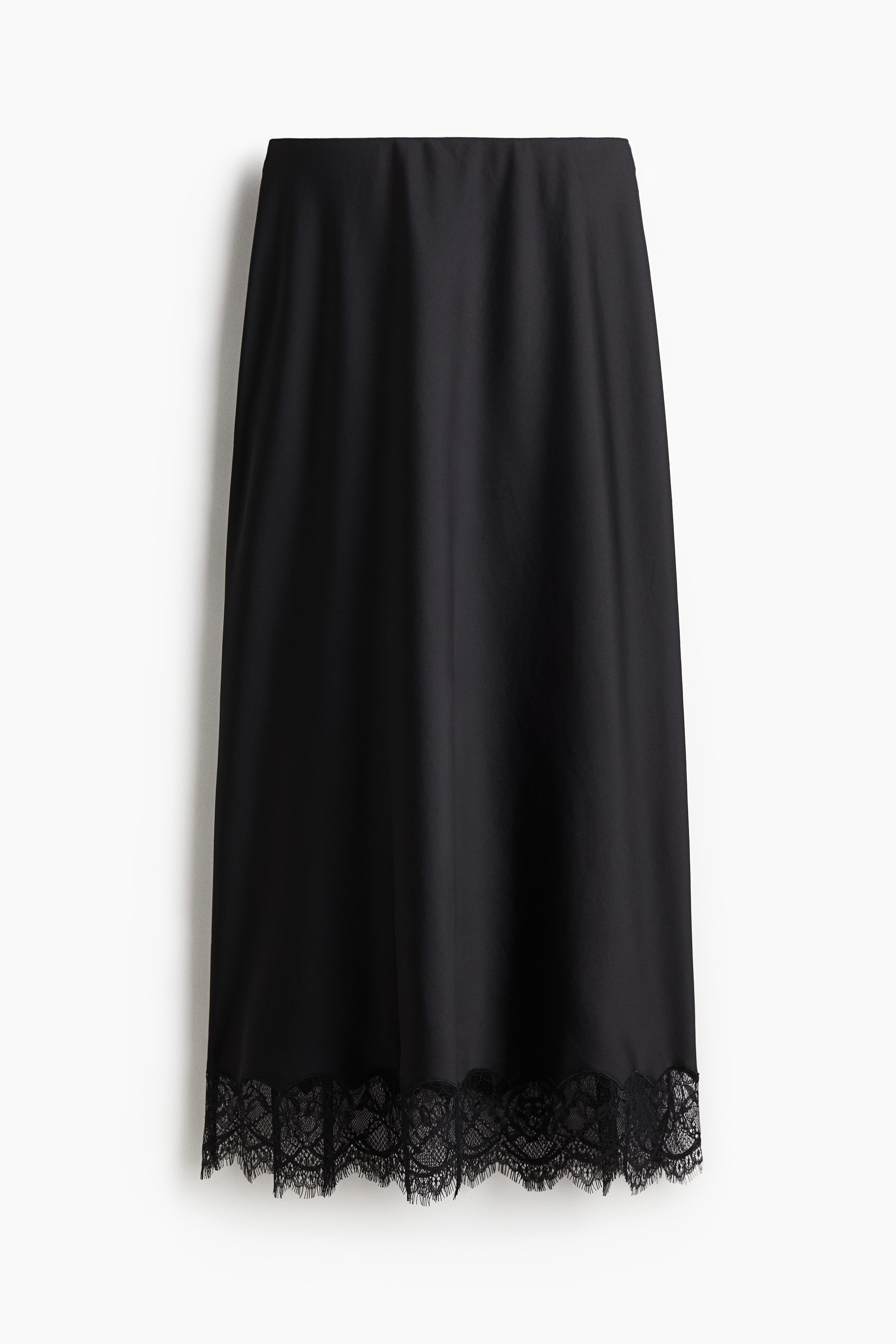 Lace-trimmed satin skirt