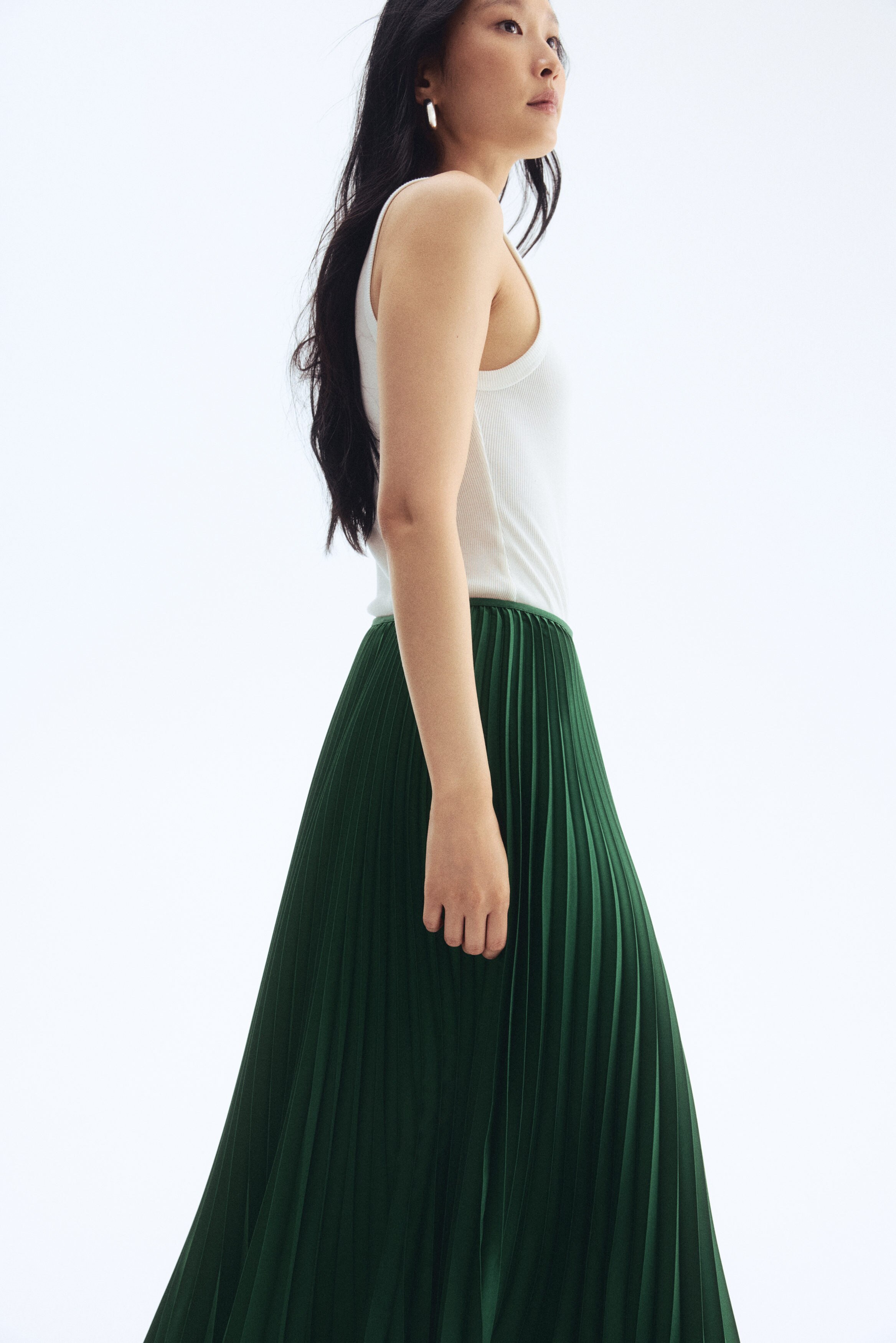 美品　sheller contrast pleated skirt グリーン Dark Green Pleated Midi Skirt | Zimmermann