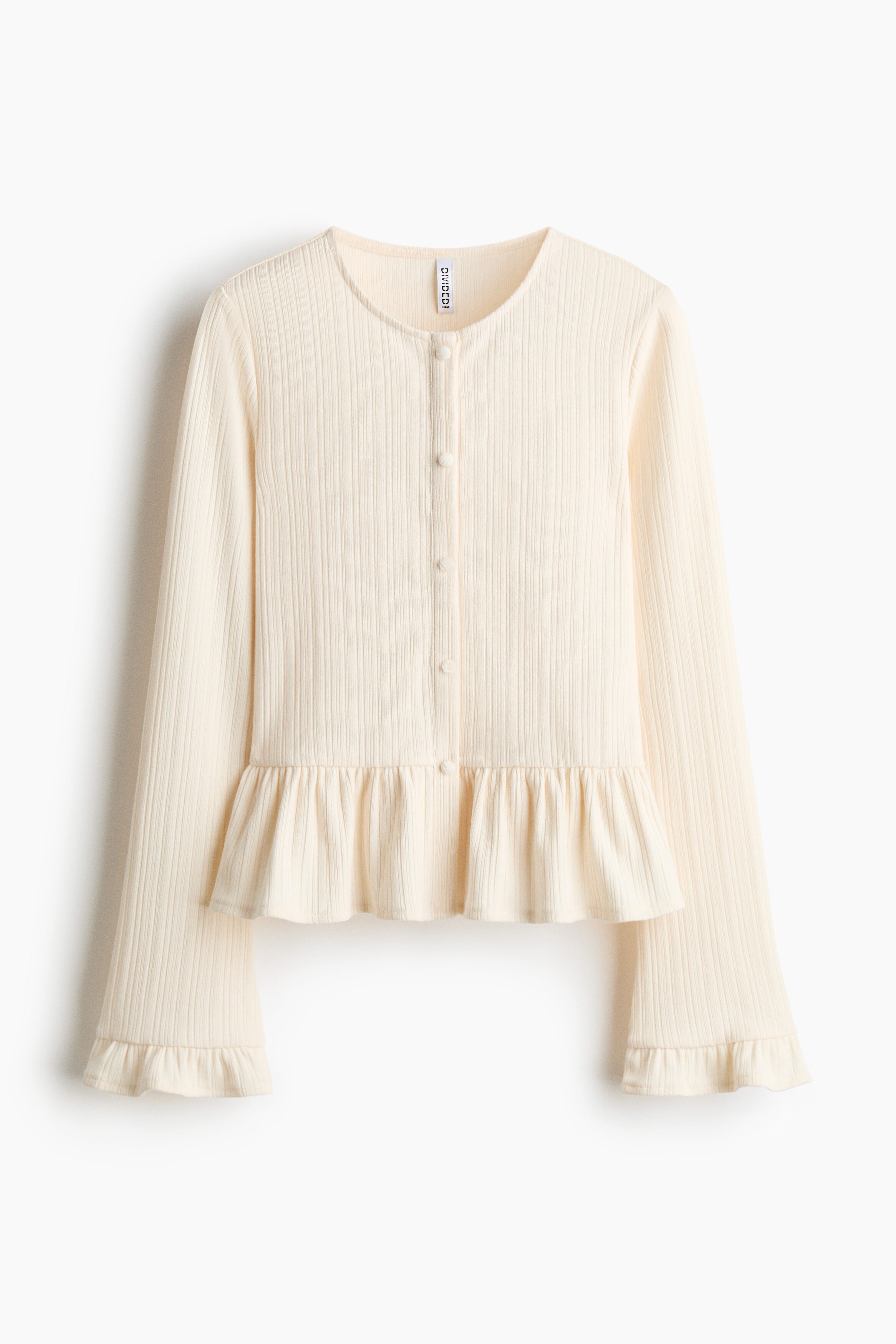 Rib-knit peplum cardigan