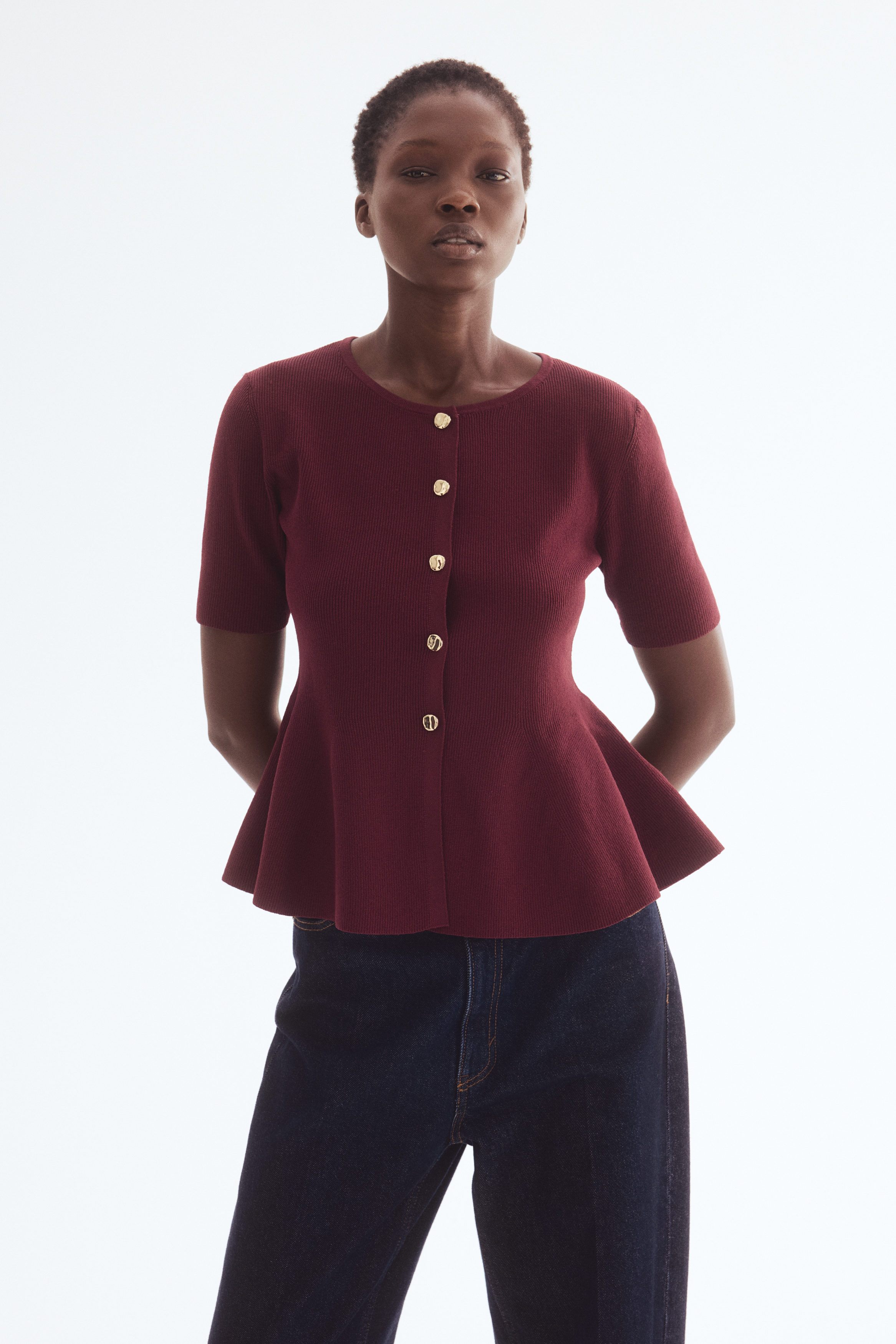 Peplum cardigan