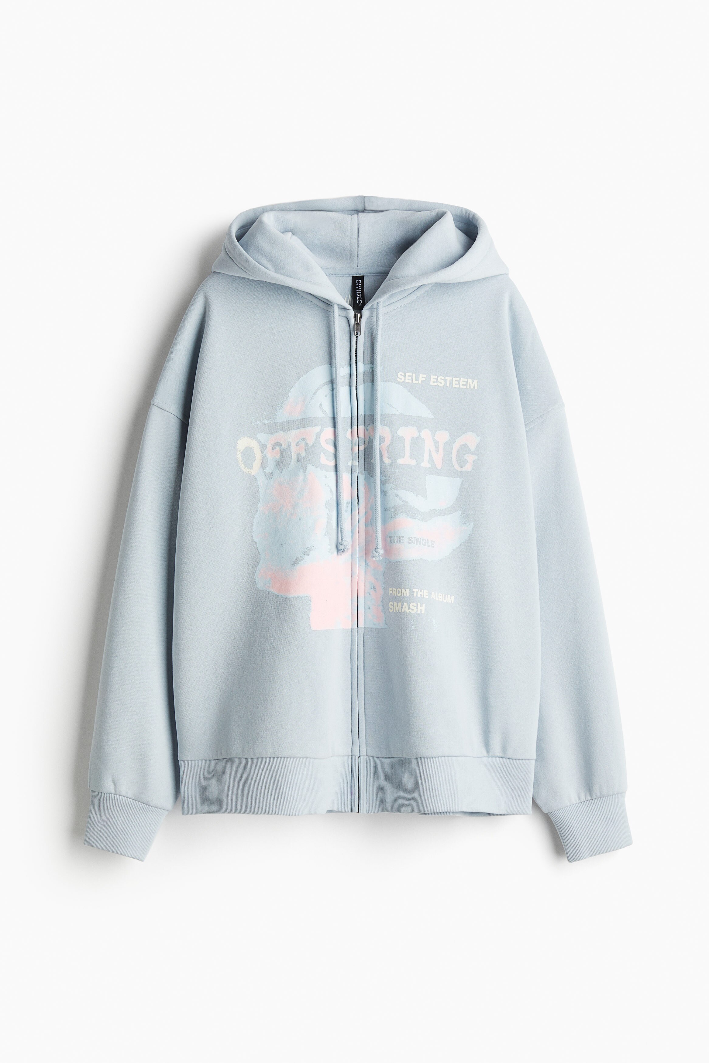 Oversized motif-detail zip-through hoodie