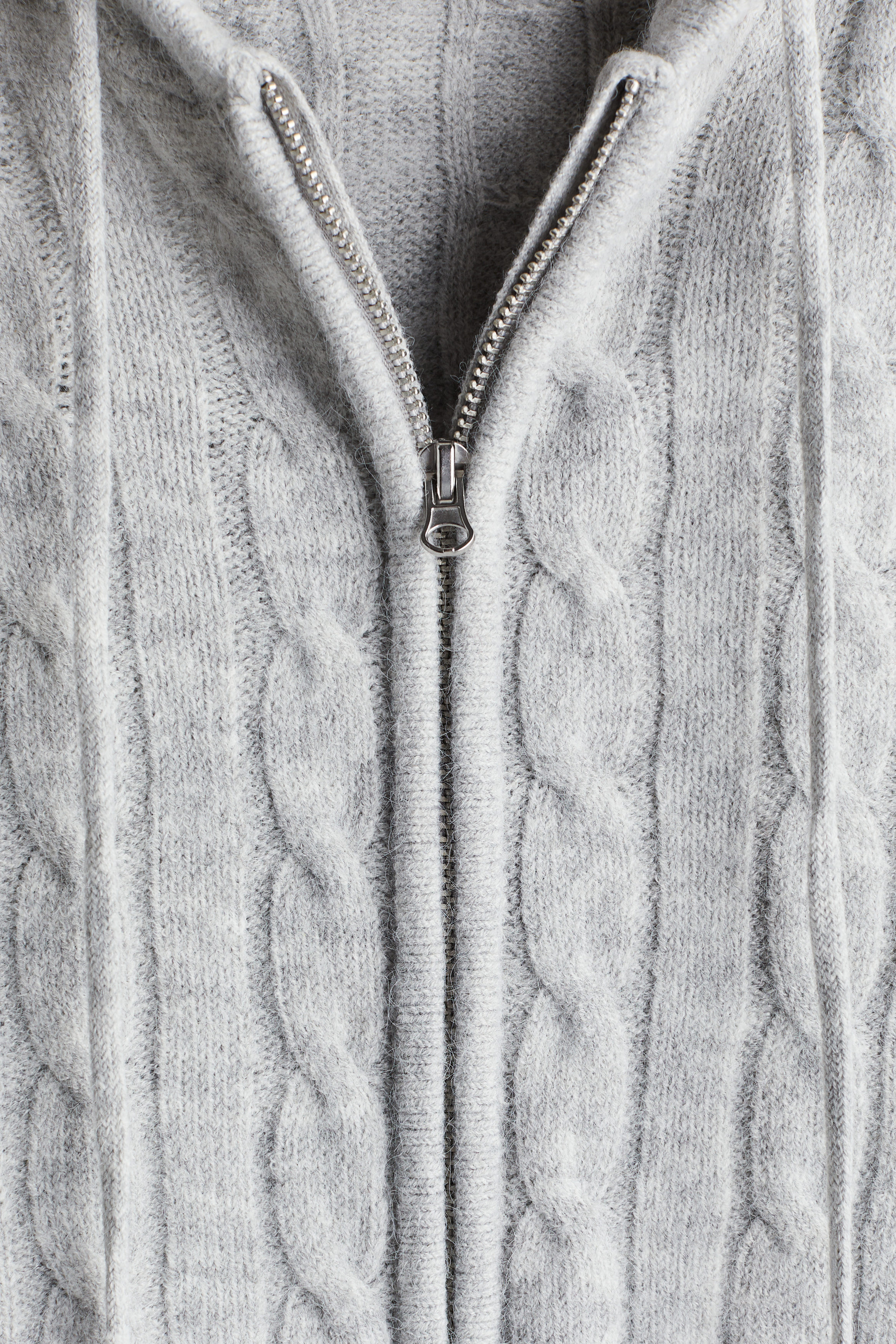 Cable-knit zip-through hoodie