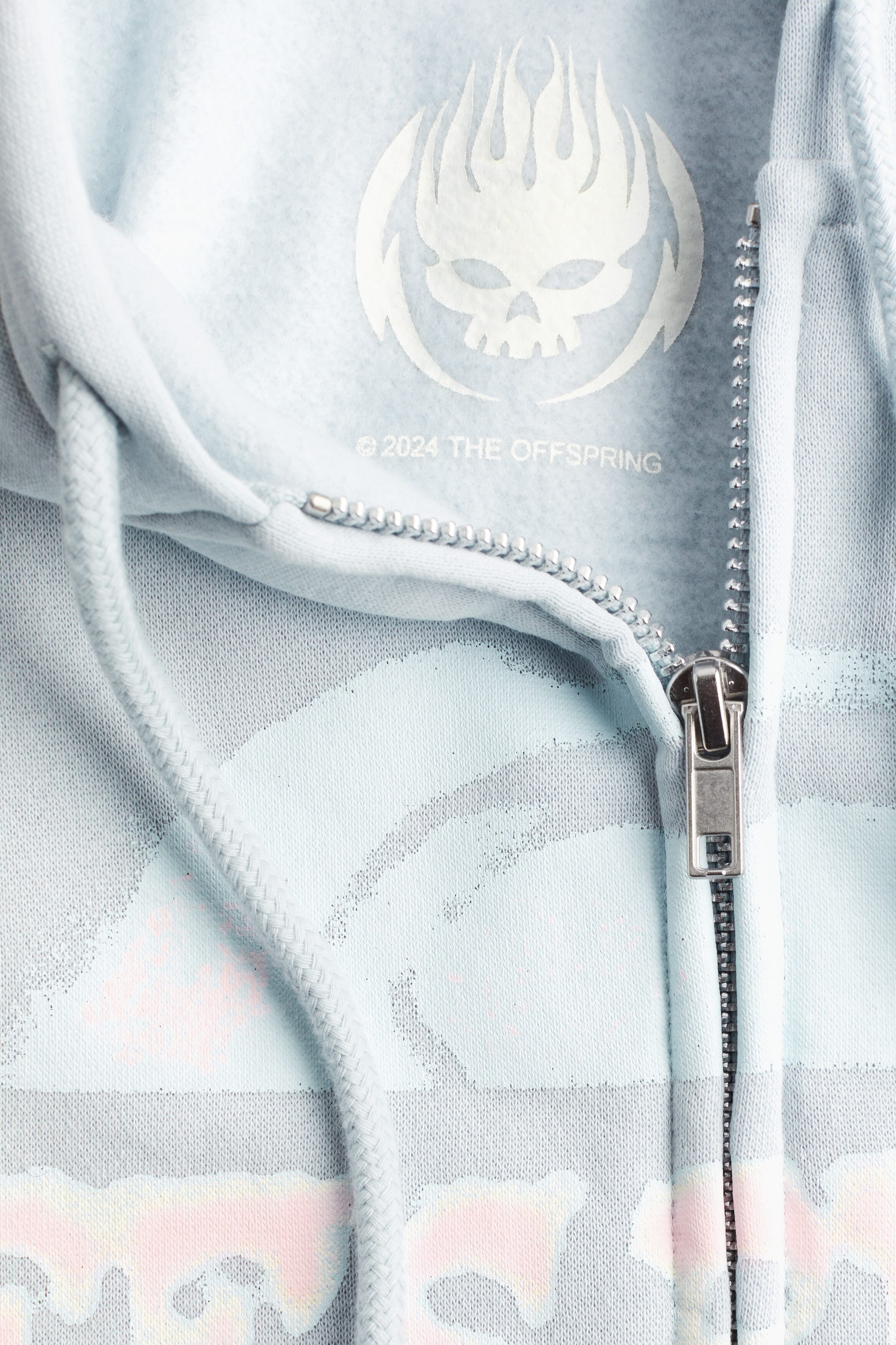 Oversized motif-detail zip-through hoodie
