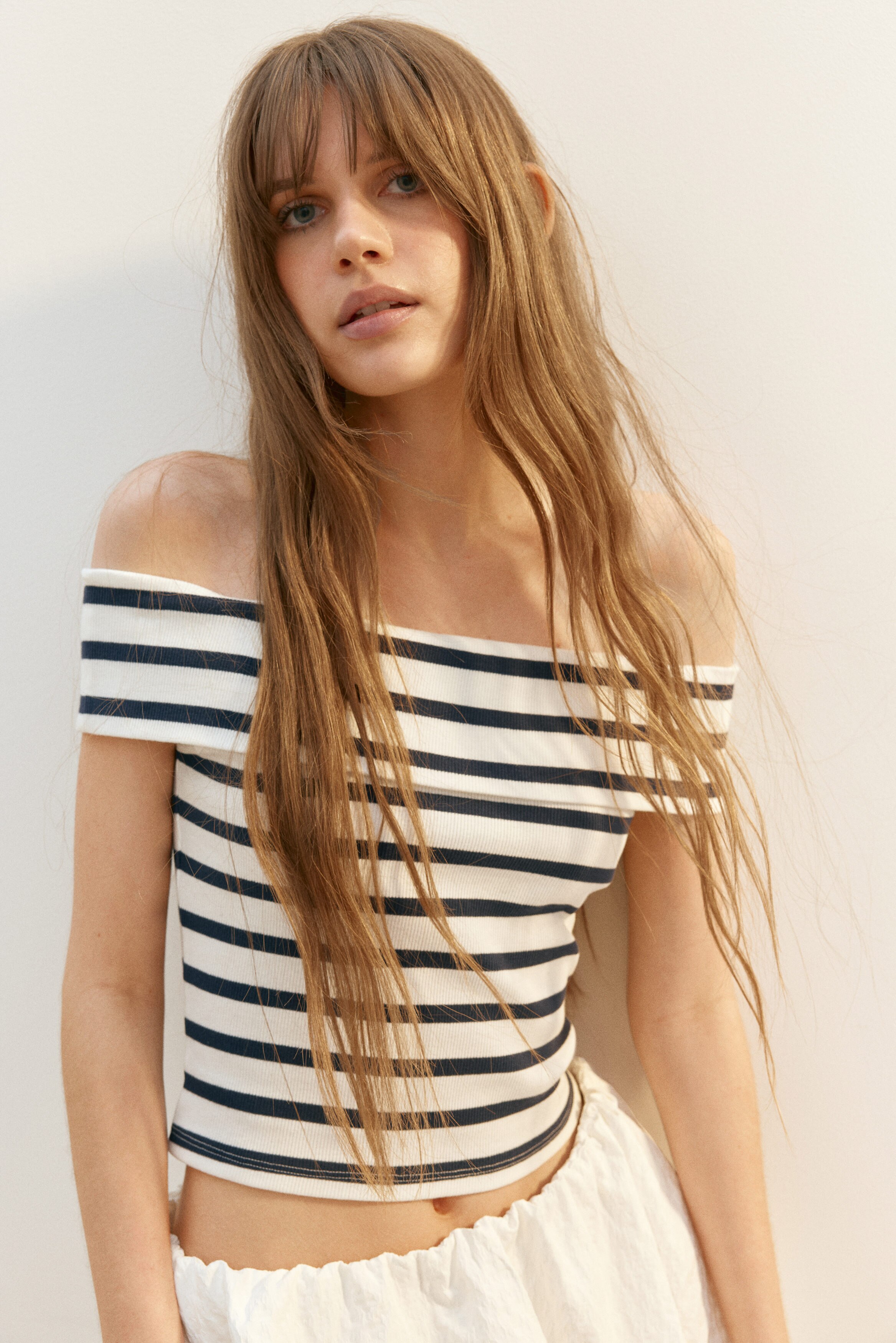 Ribbed off-the-shoulder top