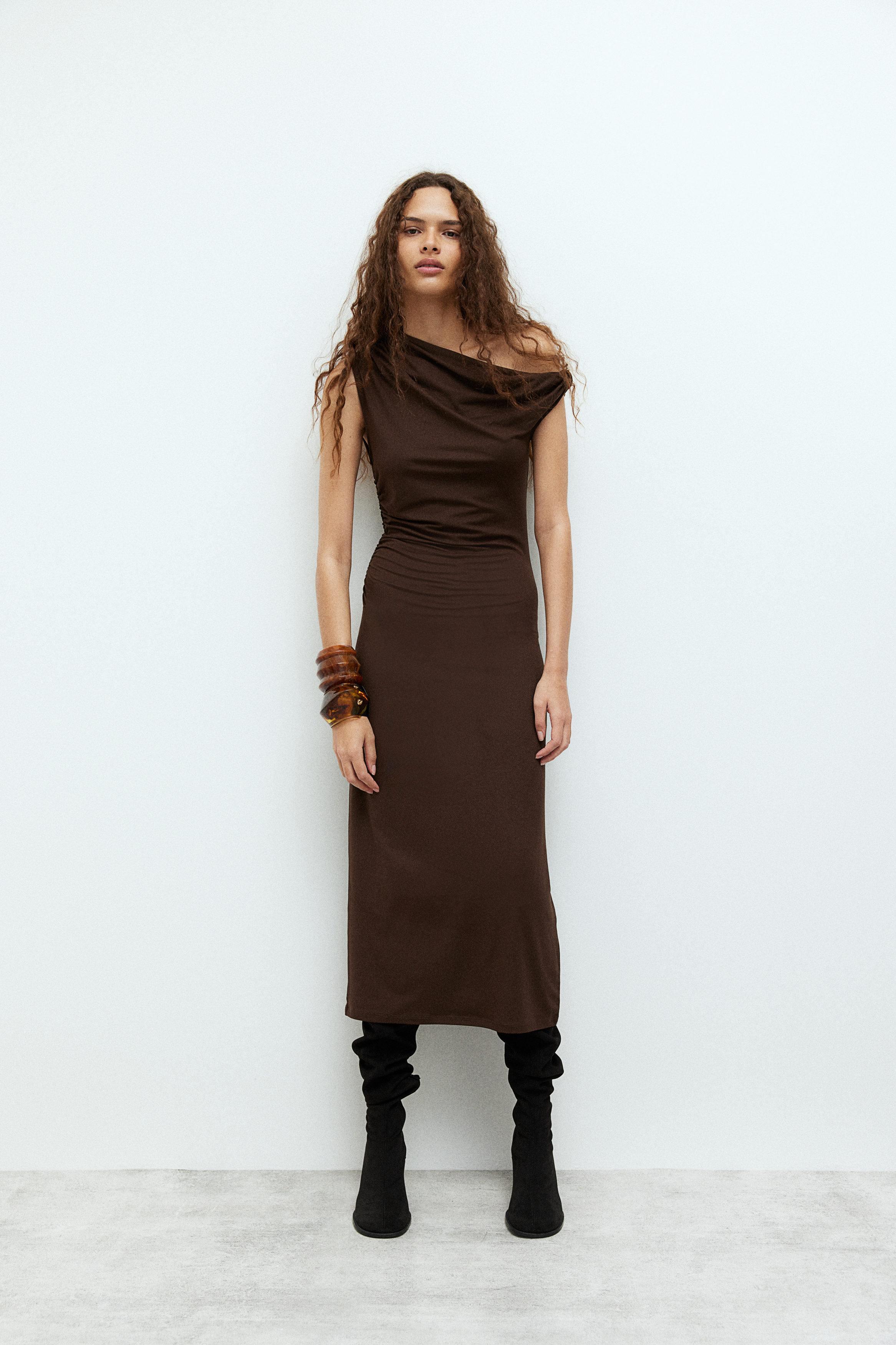 Twist-detail one-shoulder dress