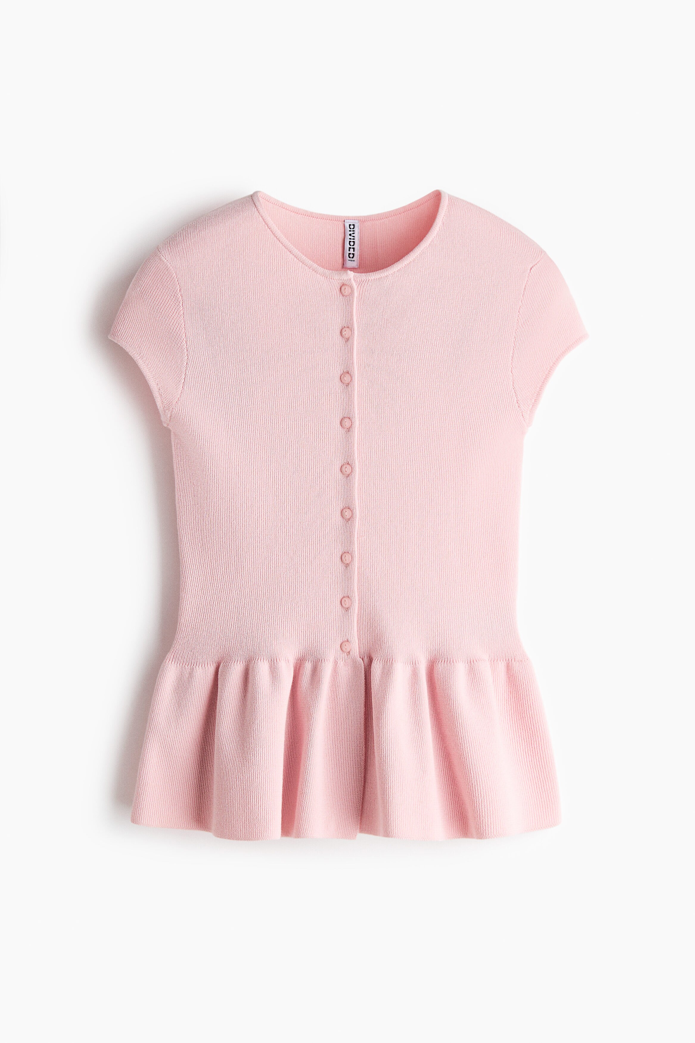 【Bibiy.】peplum cardigan Baby Pink Short-sleeved peplum cardigan