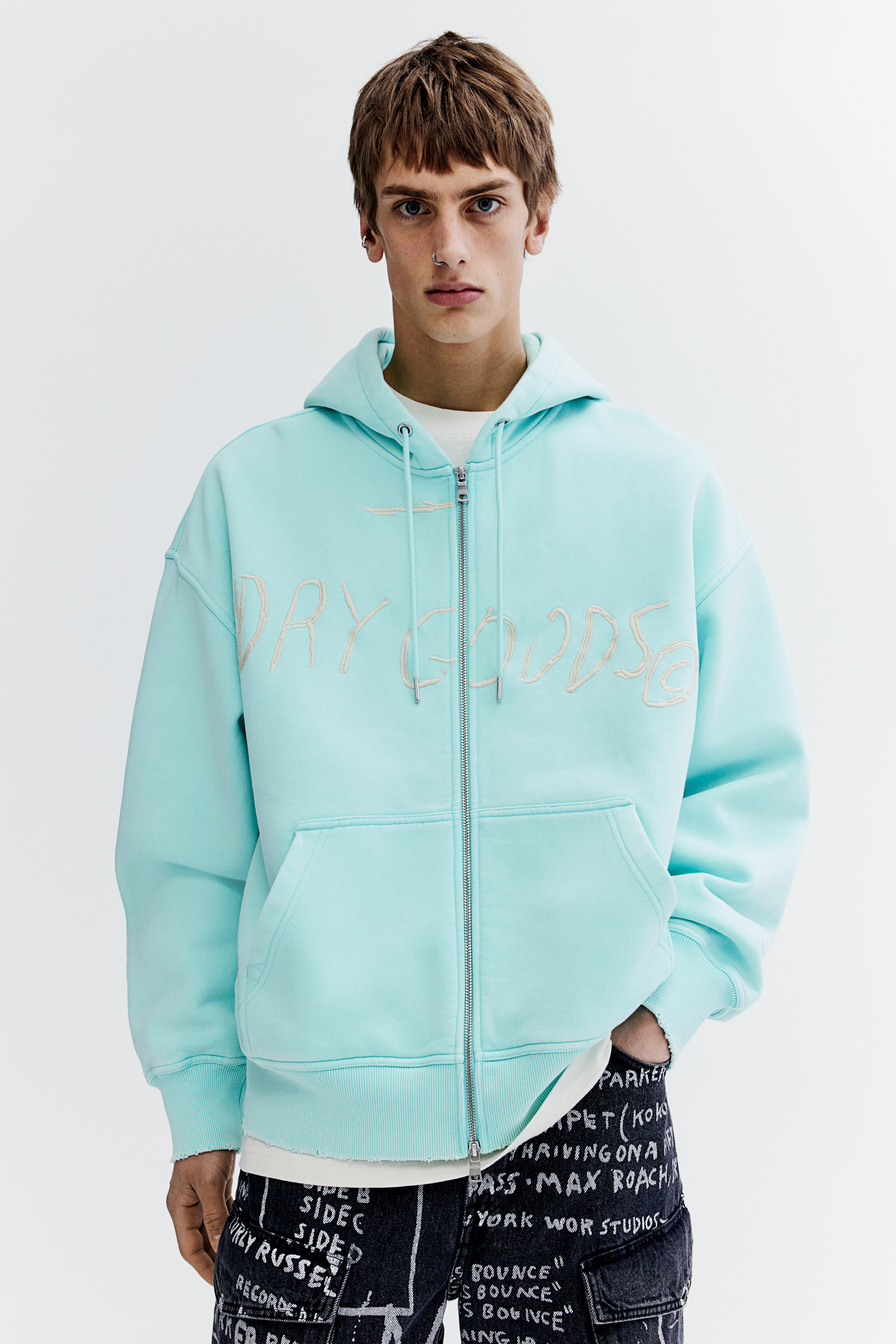 Oversized Fit Cotton zip-through hoodie