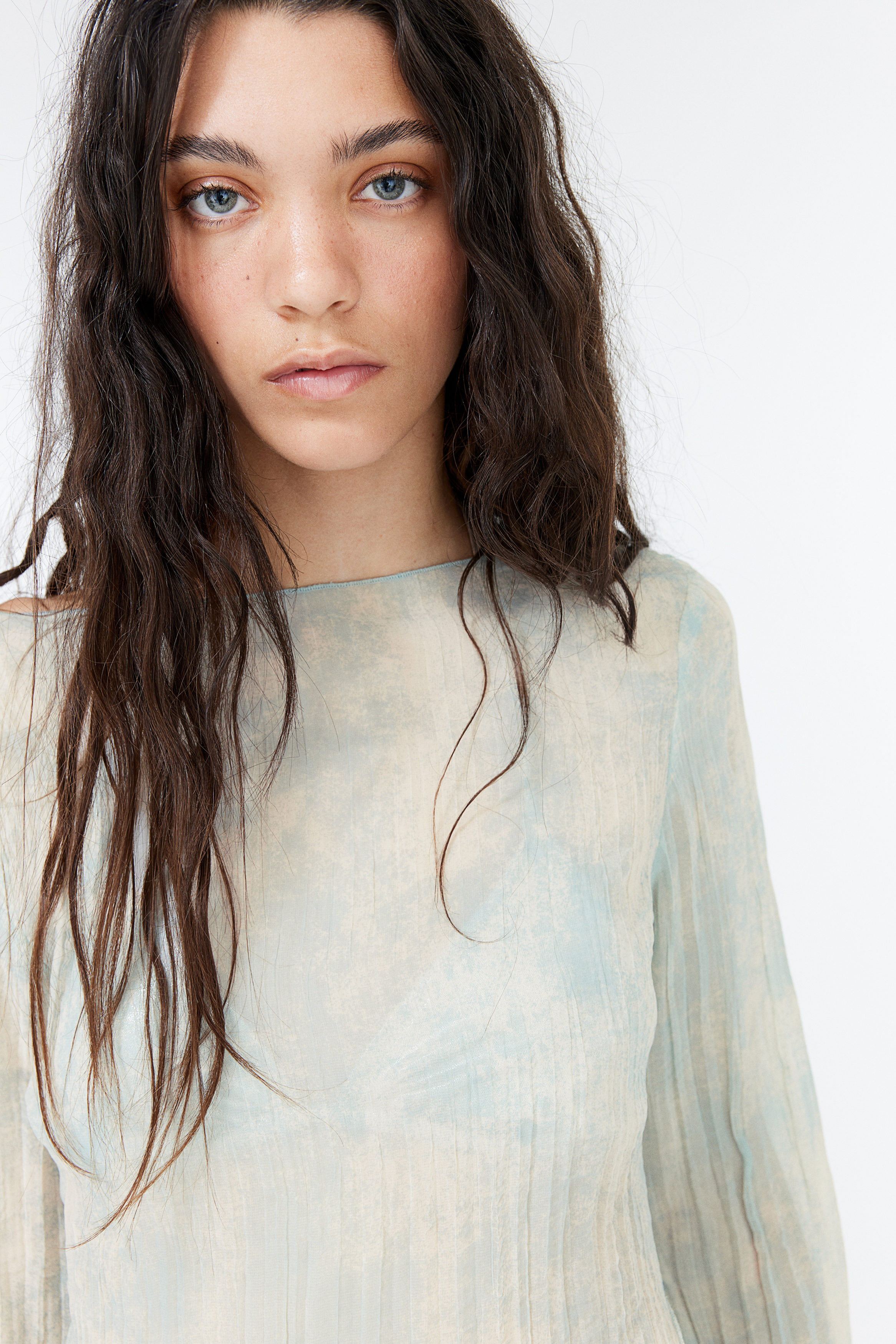 Overlock-detail crinkled top