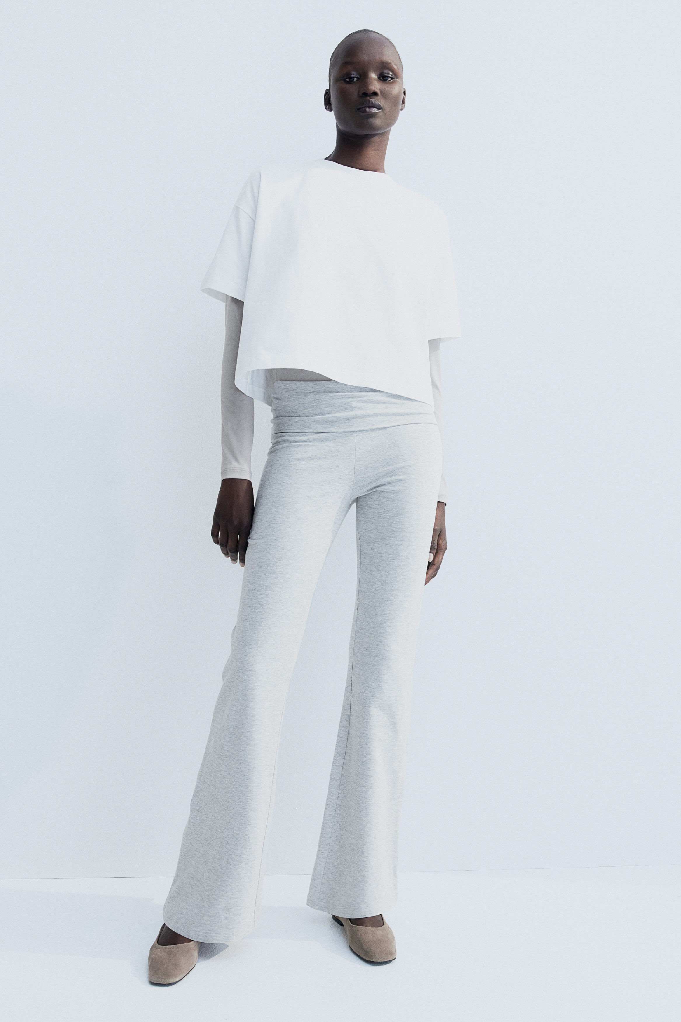 Flared jersey trousers