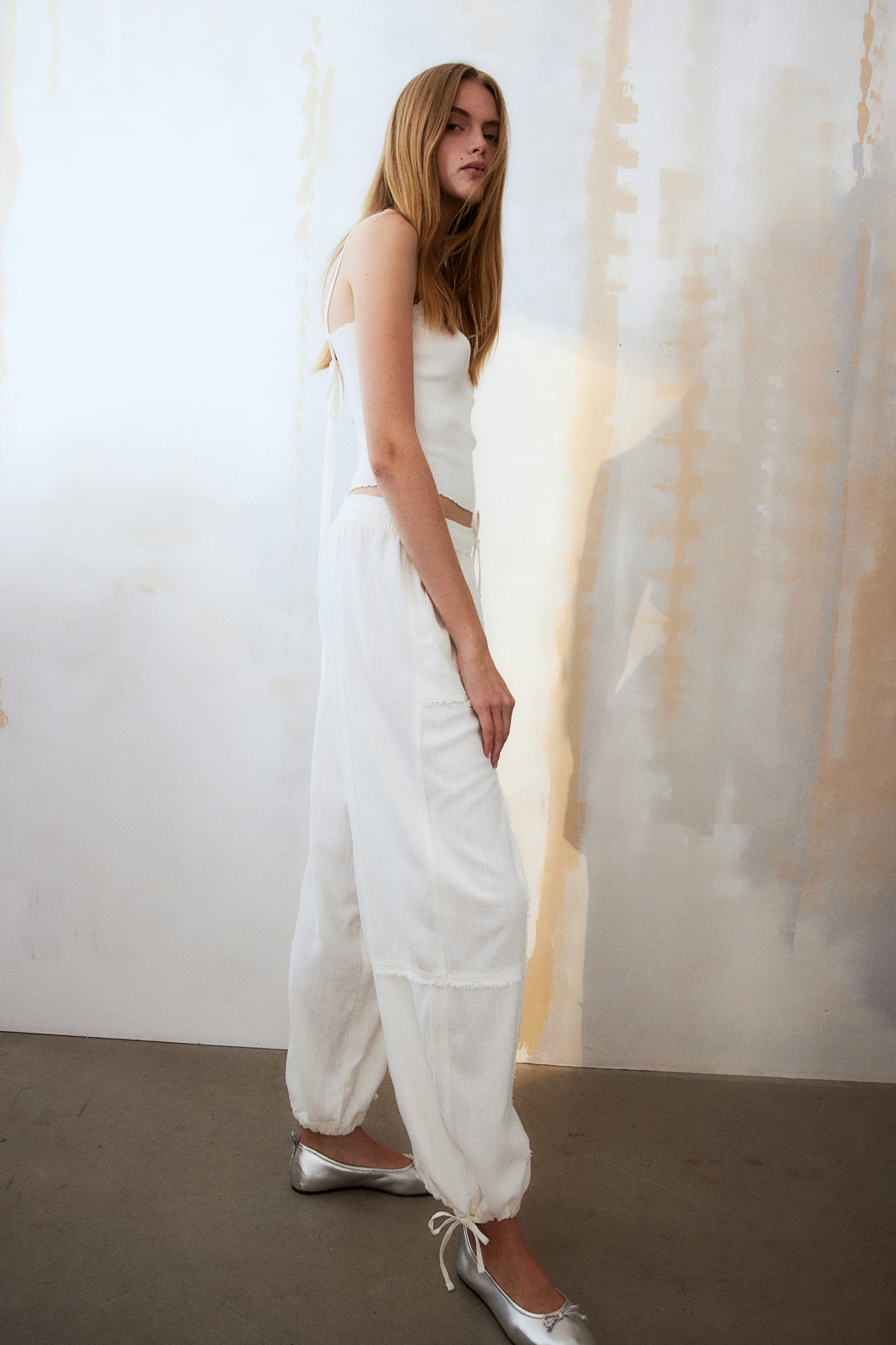【BAON】[unisex] pintuck banding parachute wide linen P Parachute Linen Lounge Pants | Nordstrom