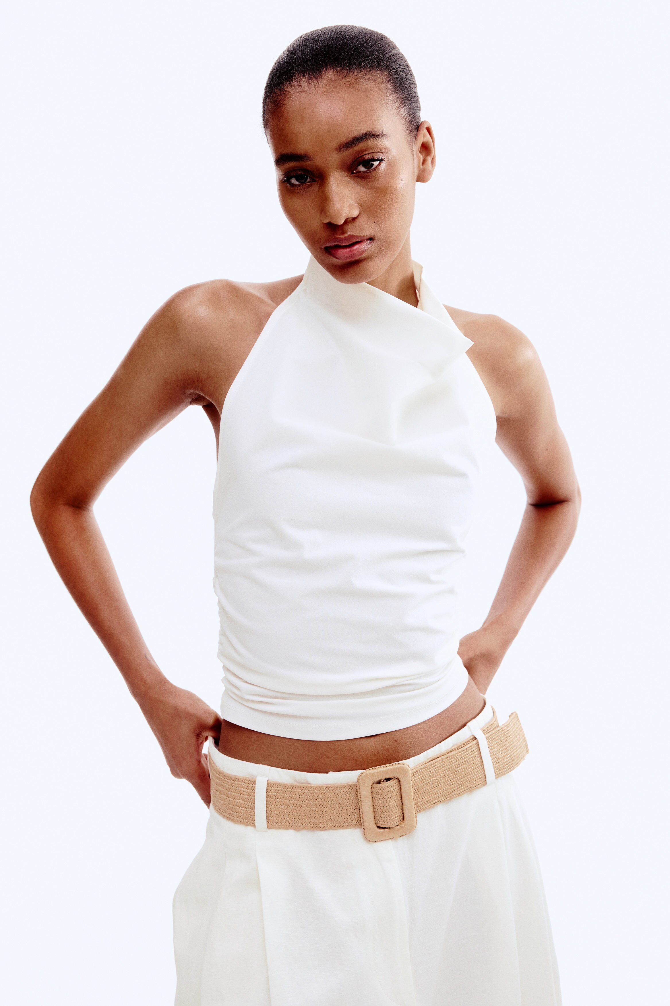 Draped halterneck top