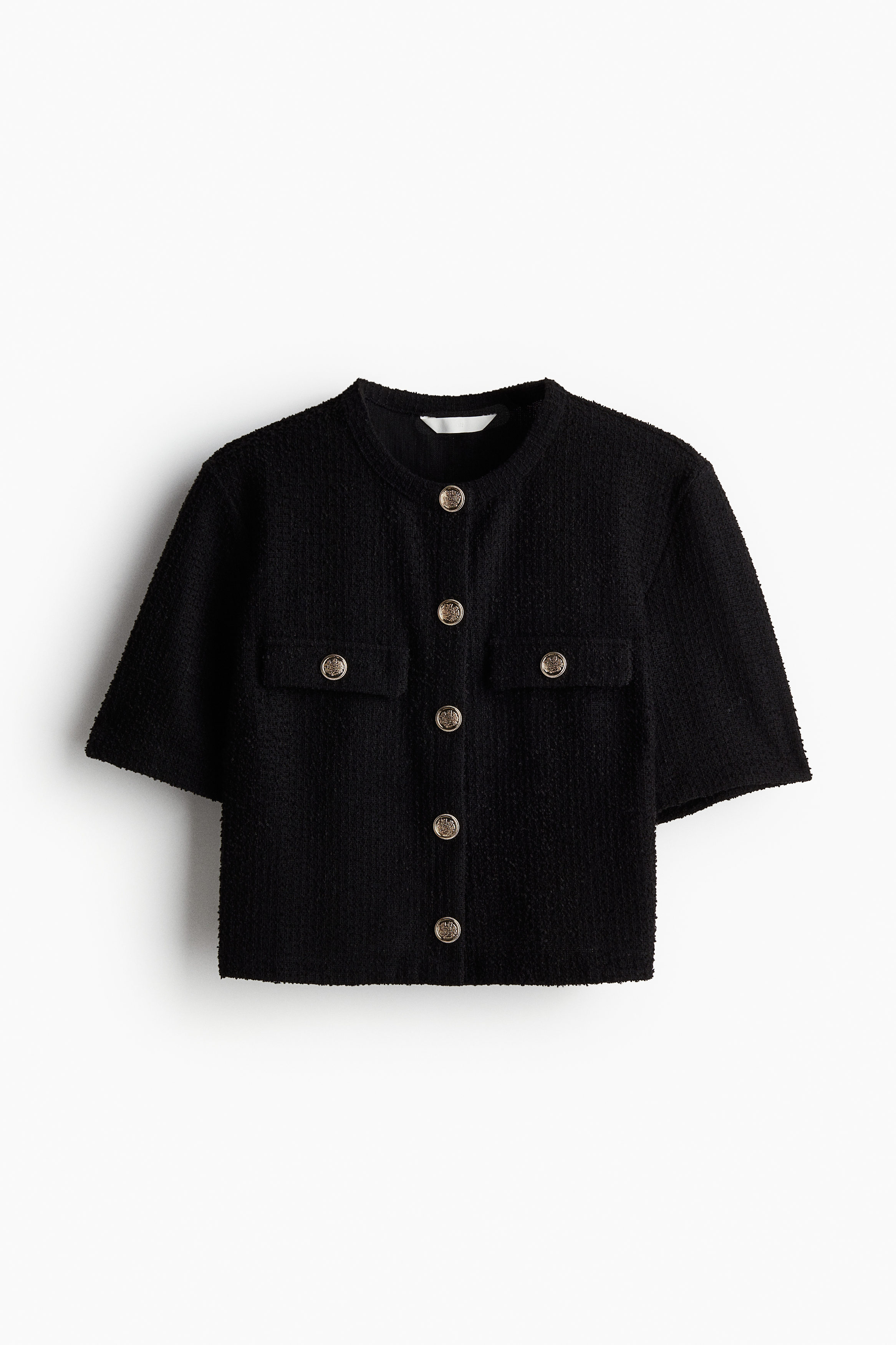 Short-sleeved bouclé cardigan
