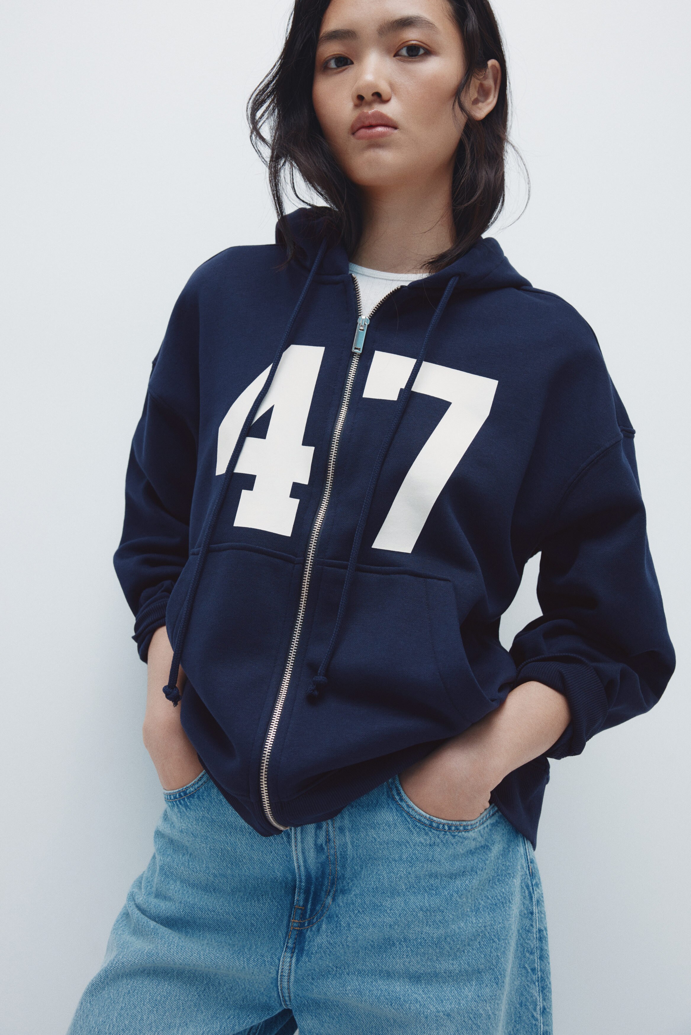 Oversized zip-through hoodie