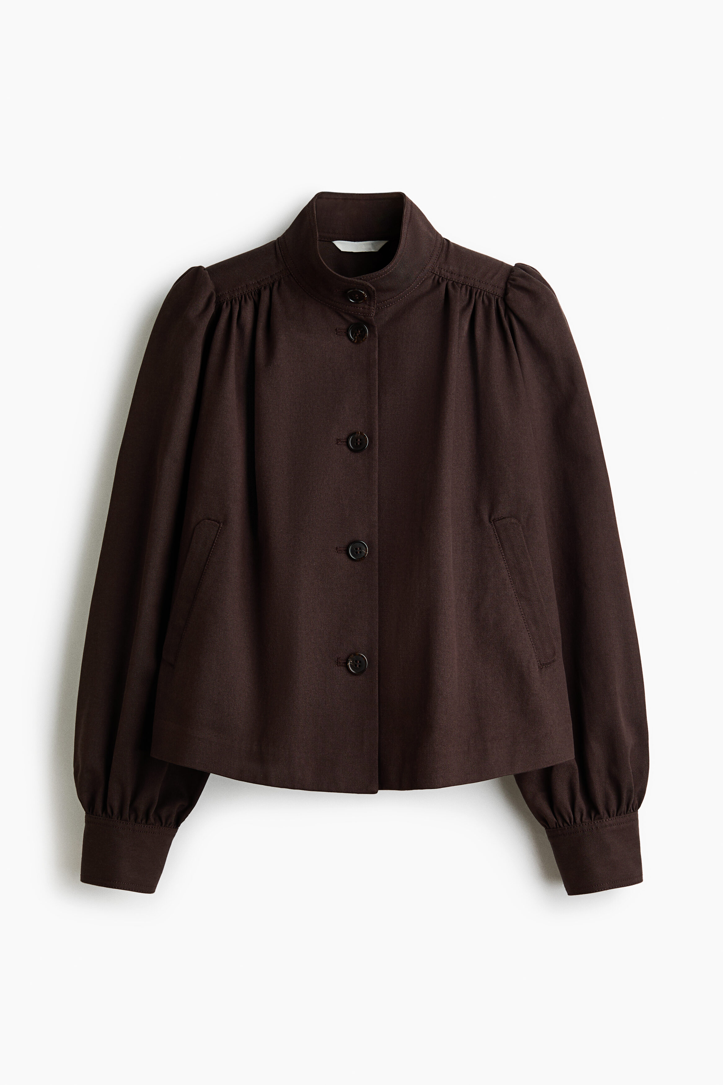 Puff-sleeved twill jacket
