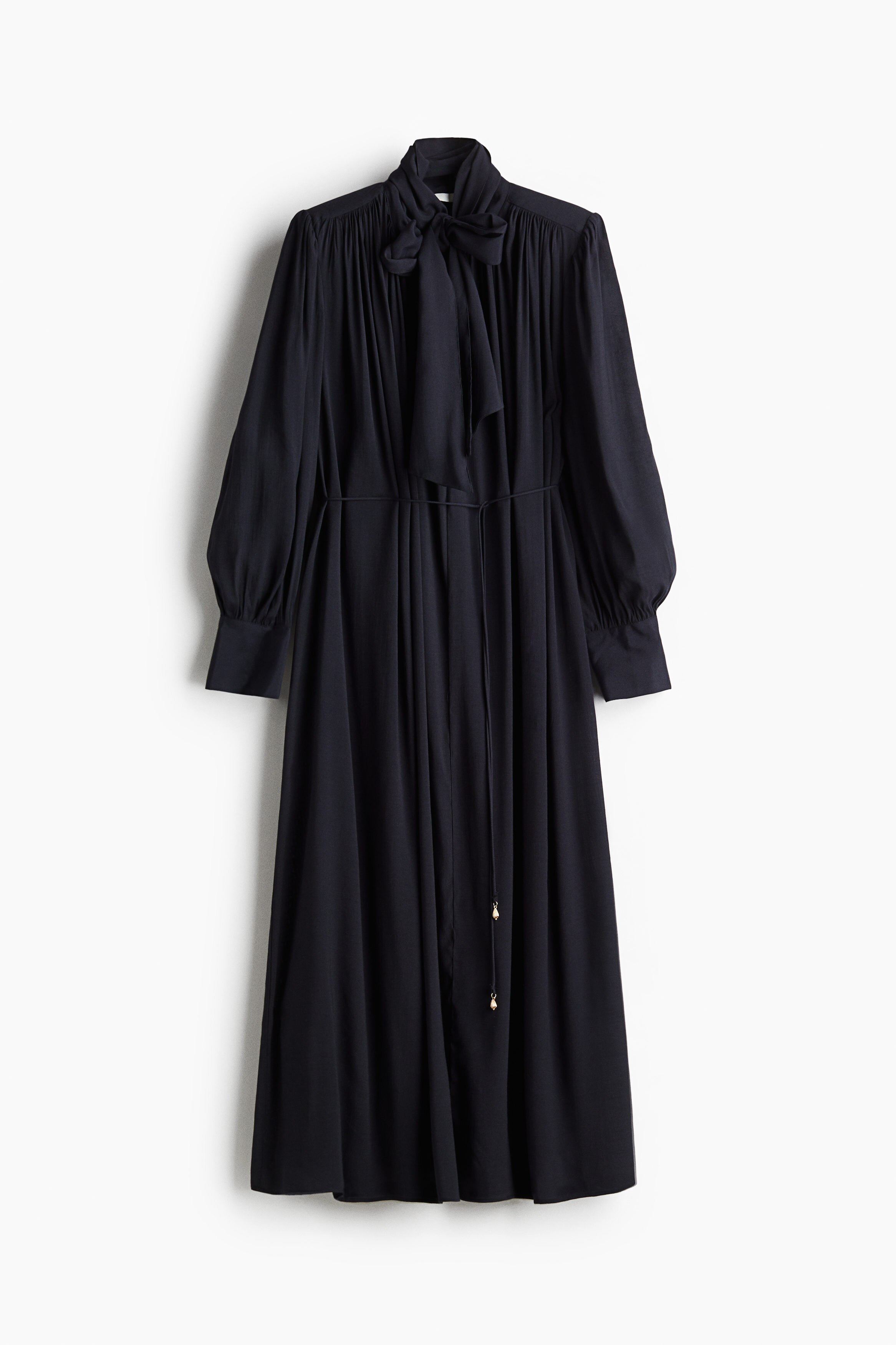 bow neck shirt dress Women's Dark brown Bow-Collar Shirt Dress