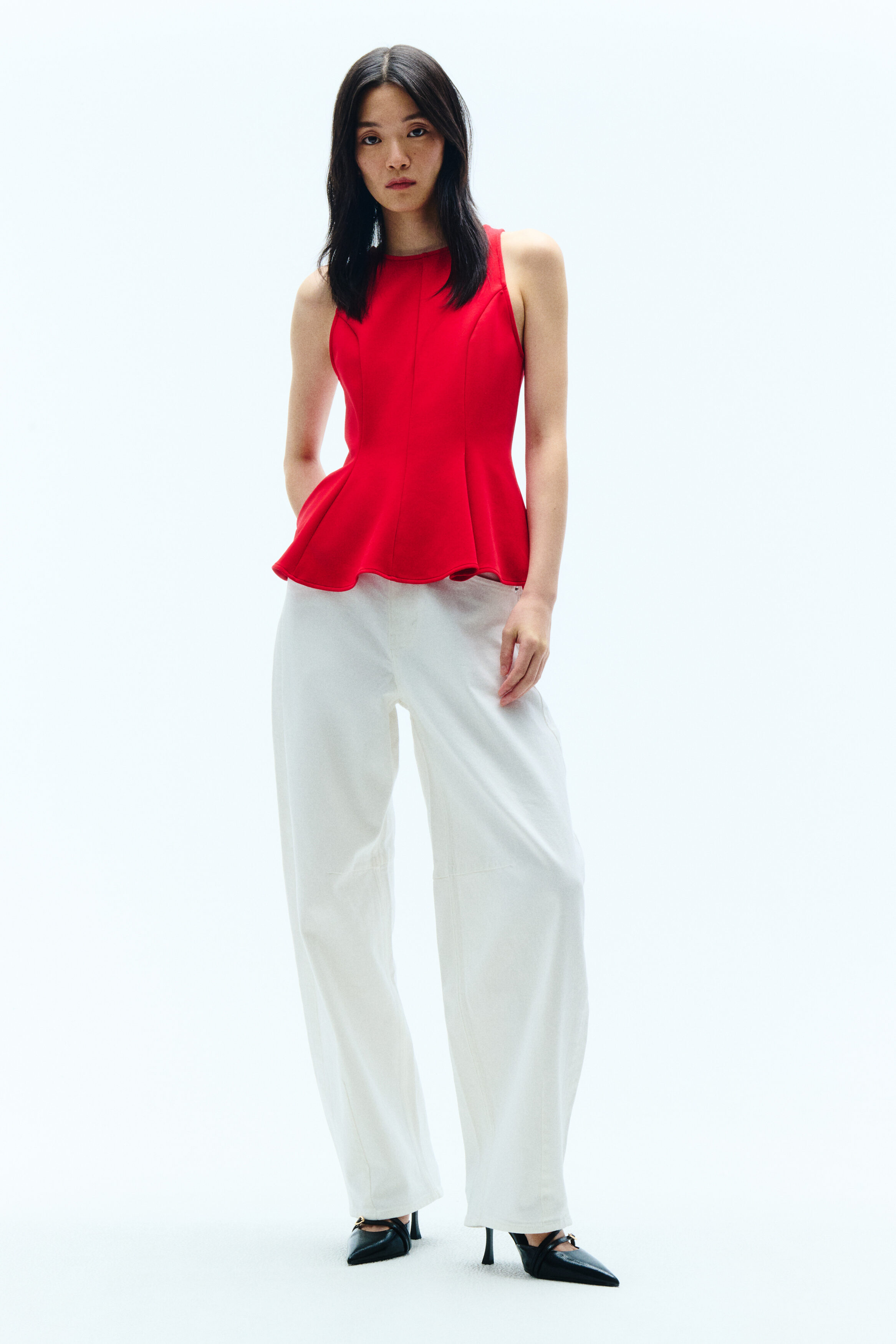 トップス THE TOE Korinthos Sleeveless Peplum Korinthos Sleeveless