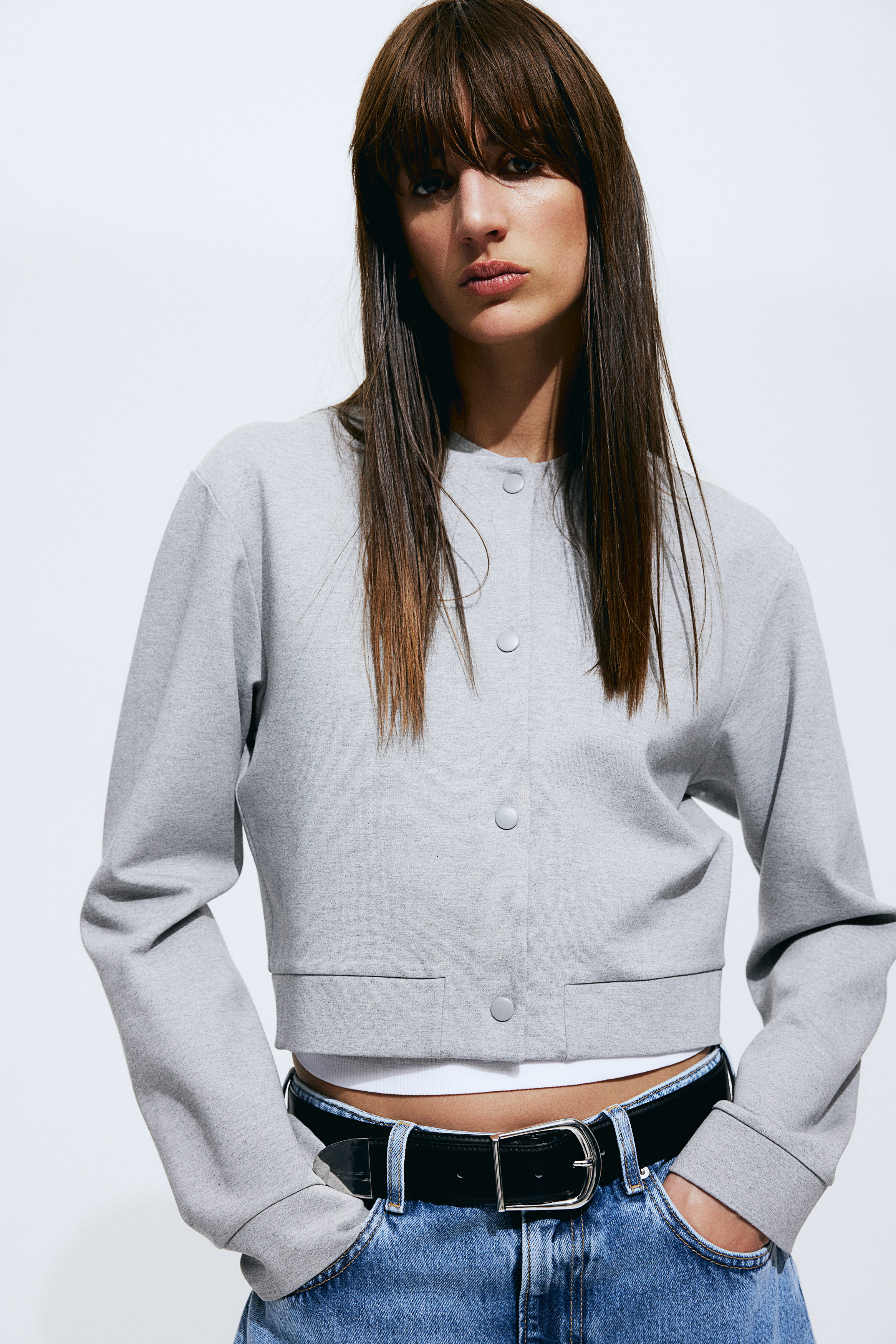 Bomber-style jersey cardigan