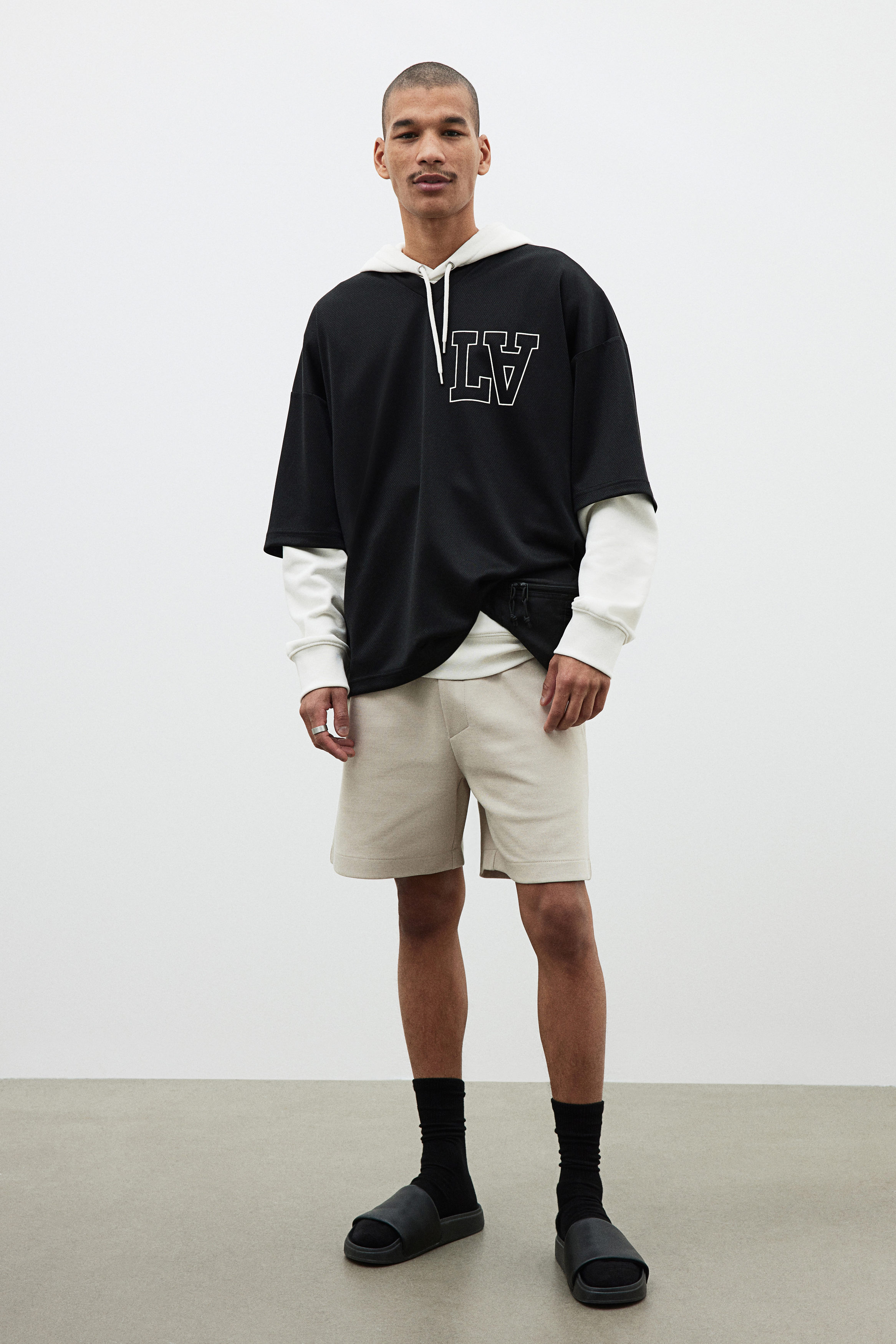Oversized Fit Printed mesh T-shirt