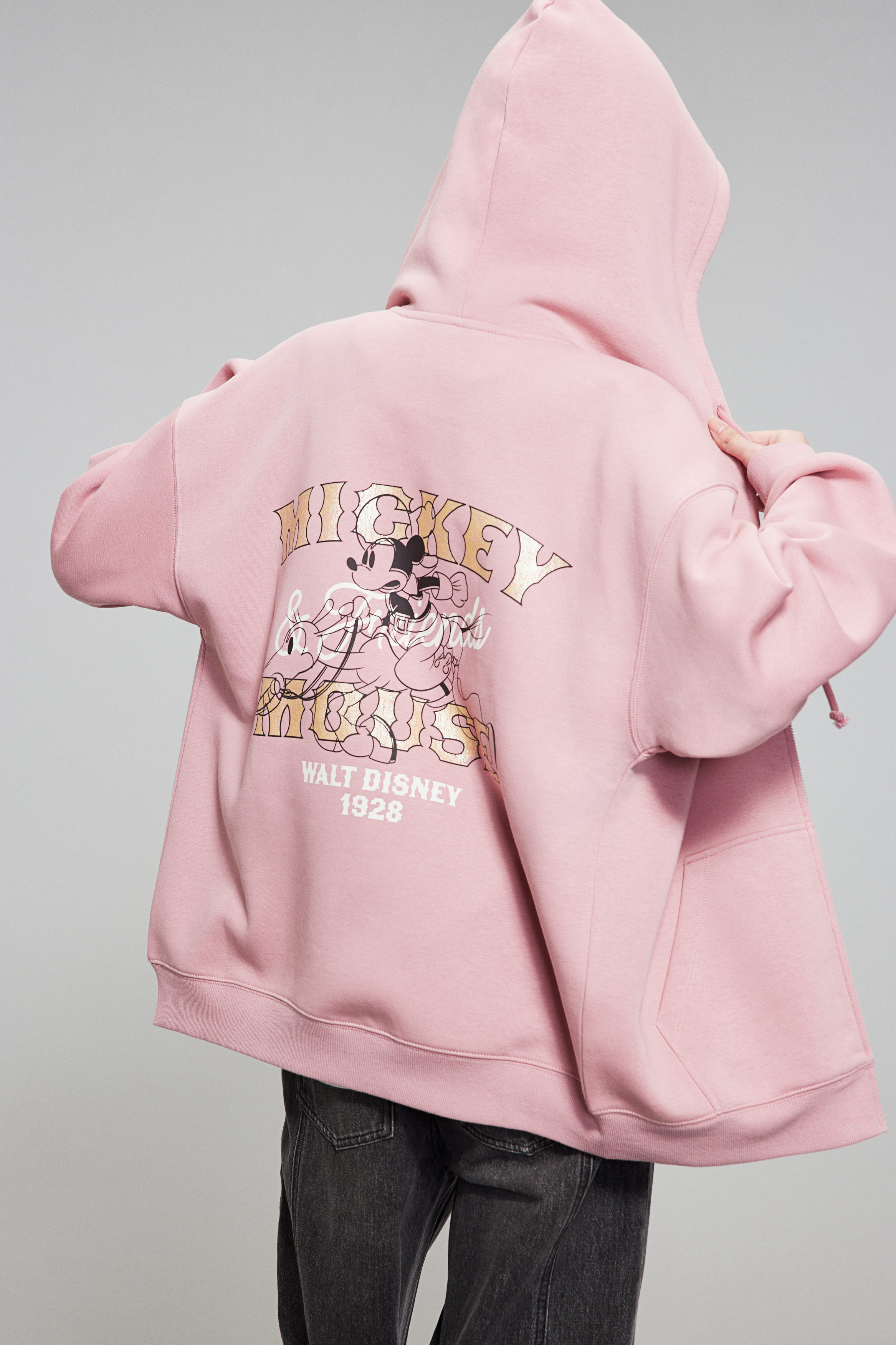 Oversized printed zip-through hoodie
