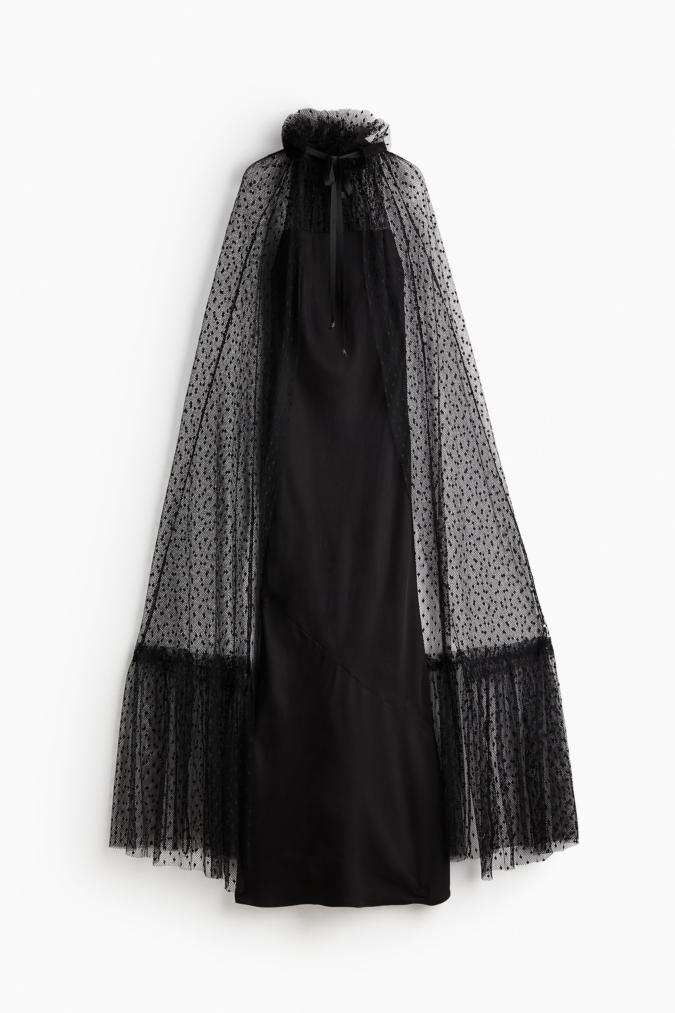 black strapless dress with flowers Layered Cape Dress | Black main image 0