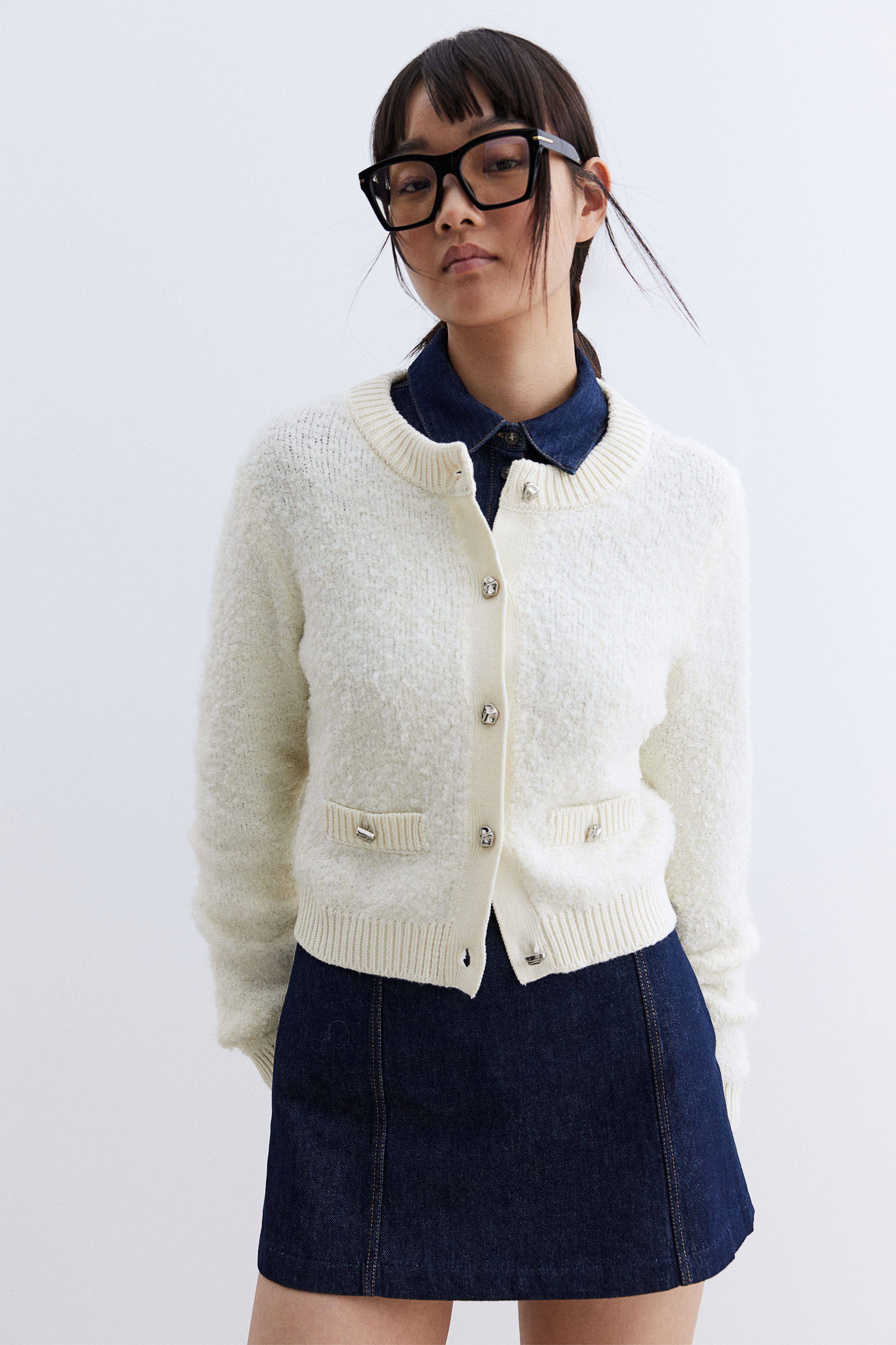 EAPHI FRONT BOUCLE KNIT CARDIGAN【限定】ベージュ rope knit cardigan | ファッション通販サイト NUGU