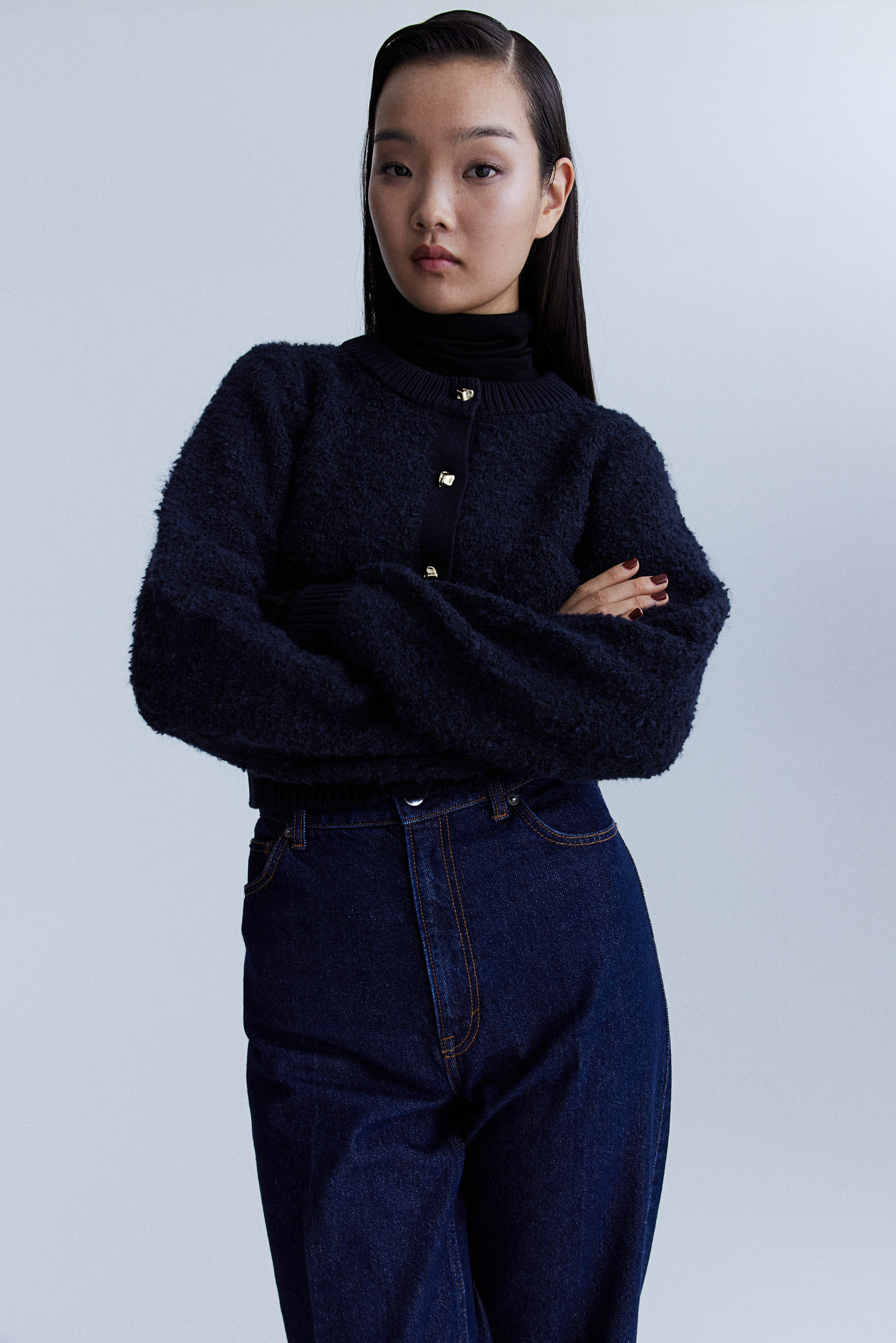 Bouclé-knit cardigan