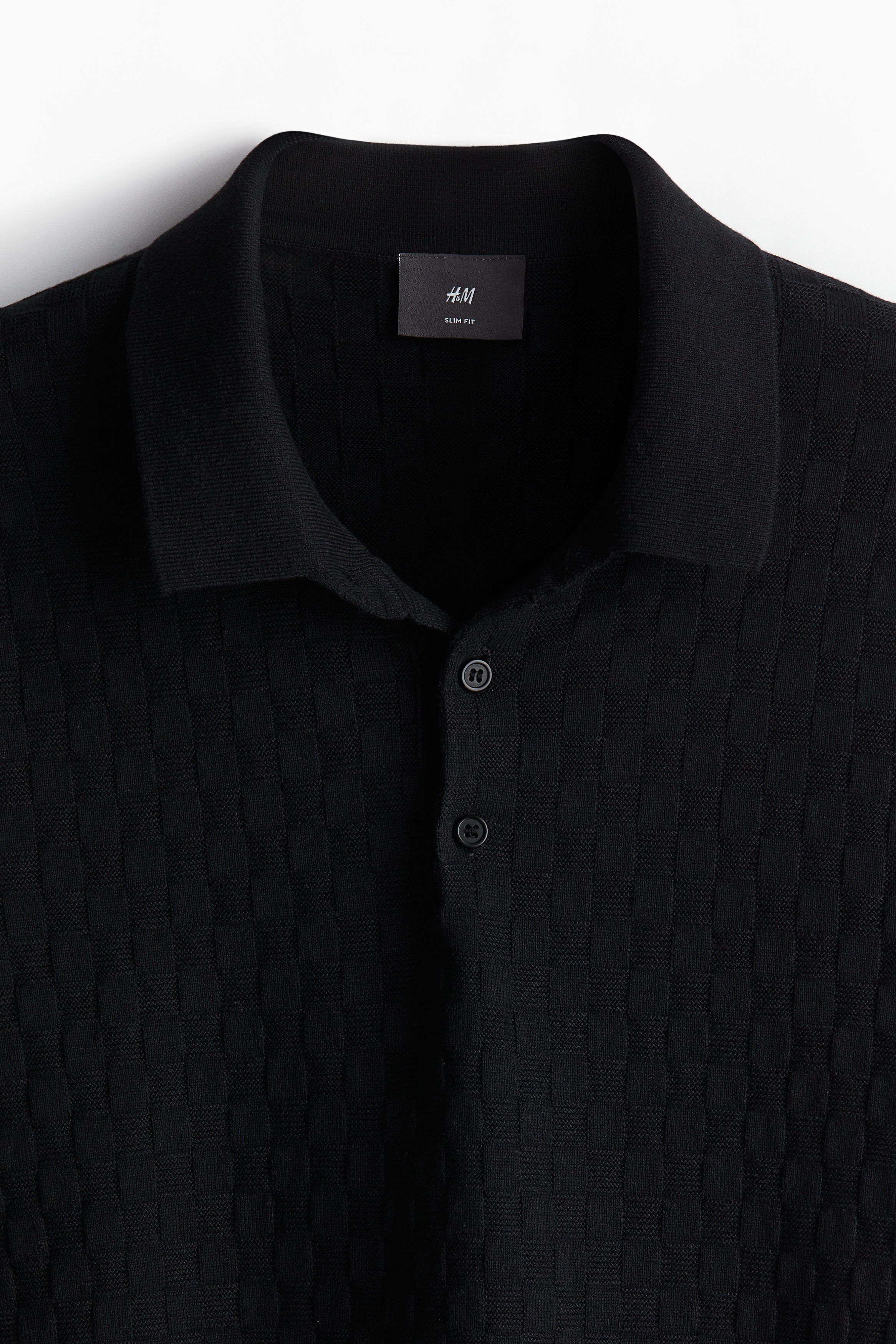 Slim Fit Textured-knit polo shirt