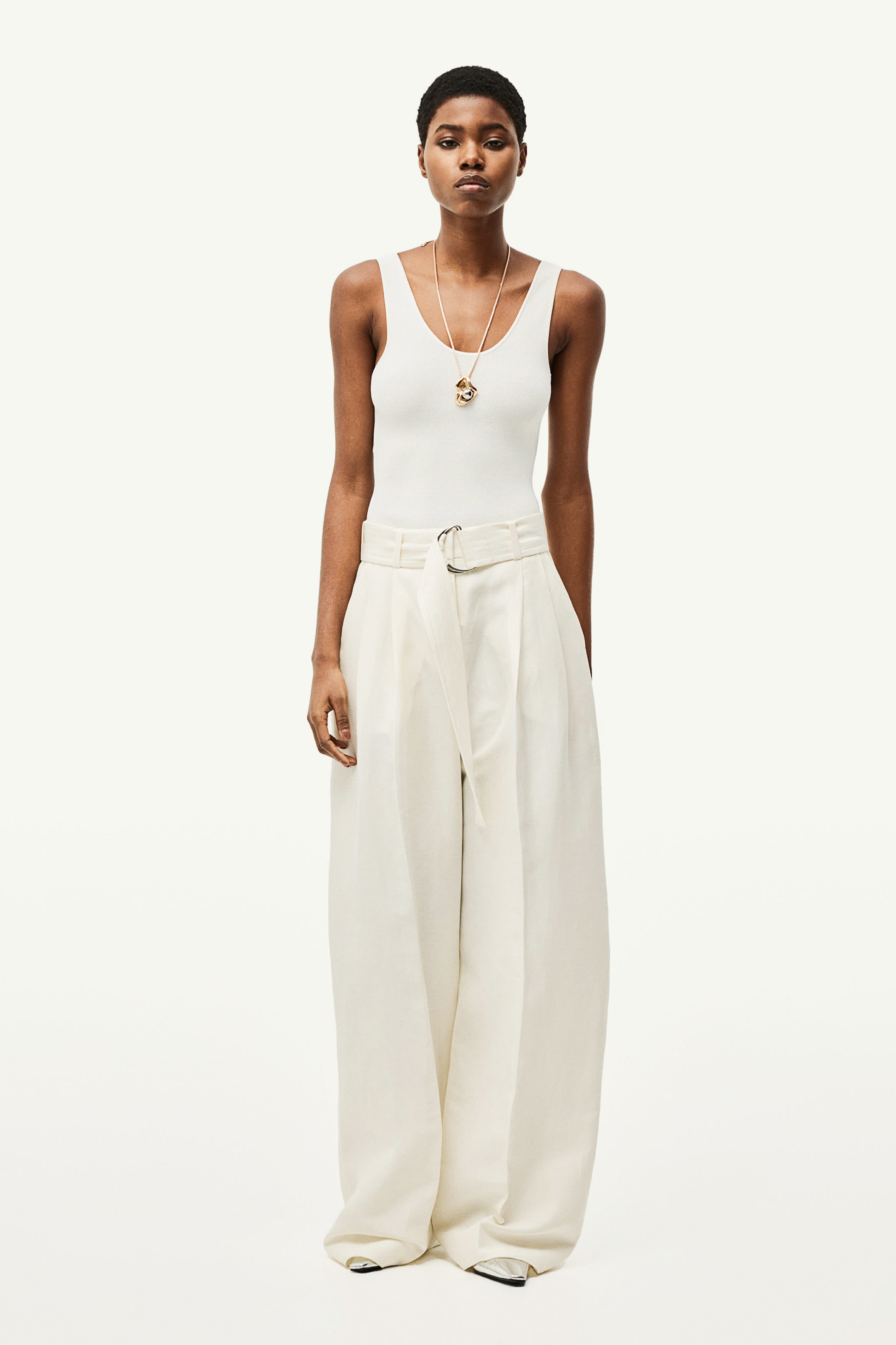 WOOL LINEN BELTED PANTS lidnm LIDNM WOOL LINEN BELTED PANTS