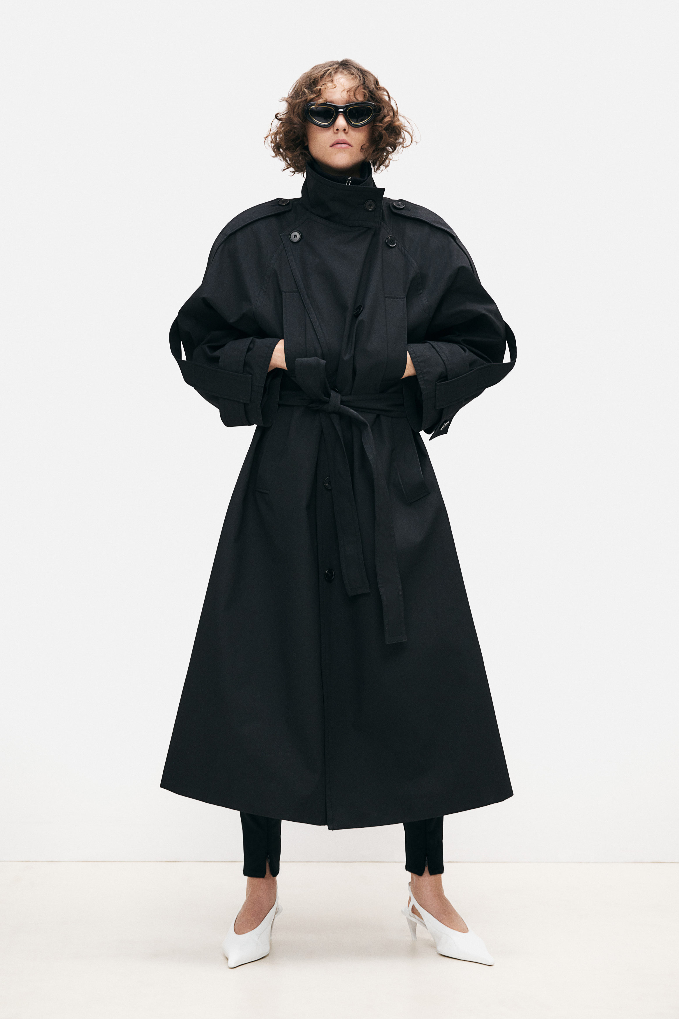 Oversized cotton trench coat
